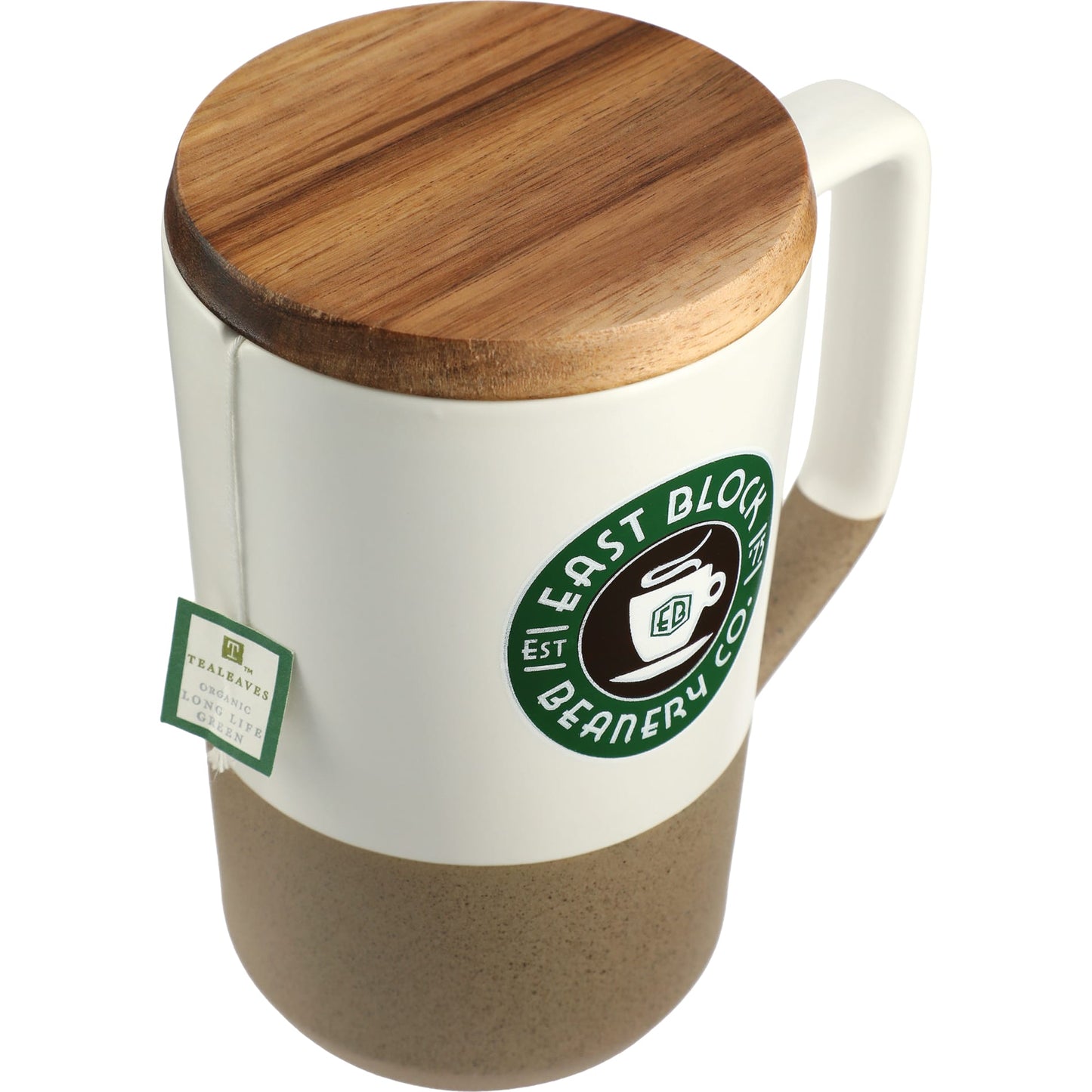 Tahoe Tea & Coffee Ceramic Mug with Wood Lid 16oz