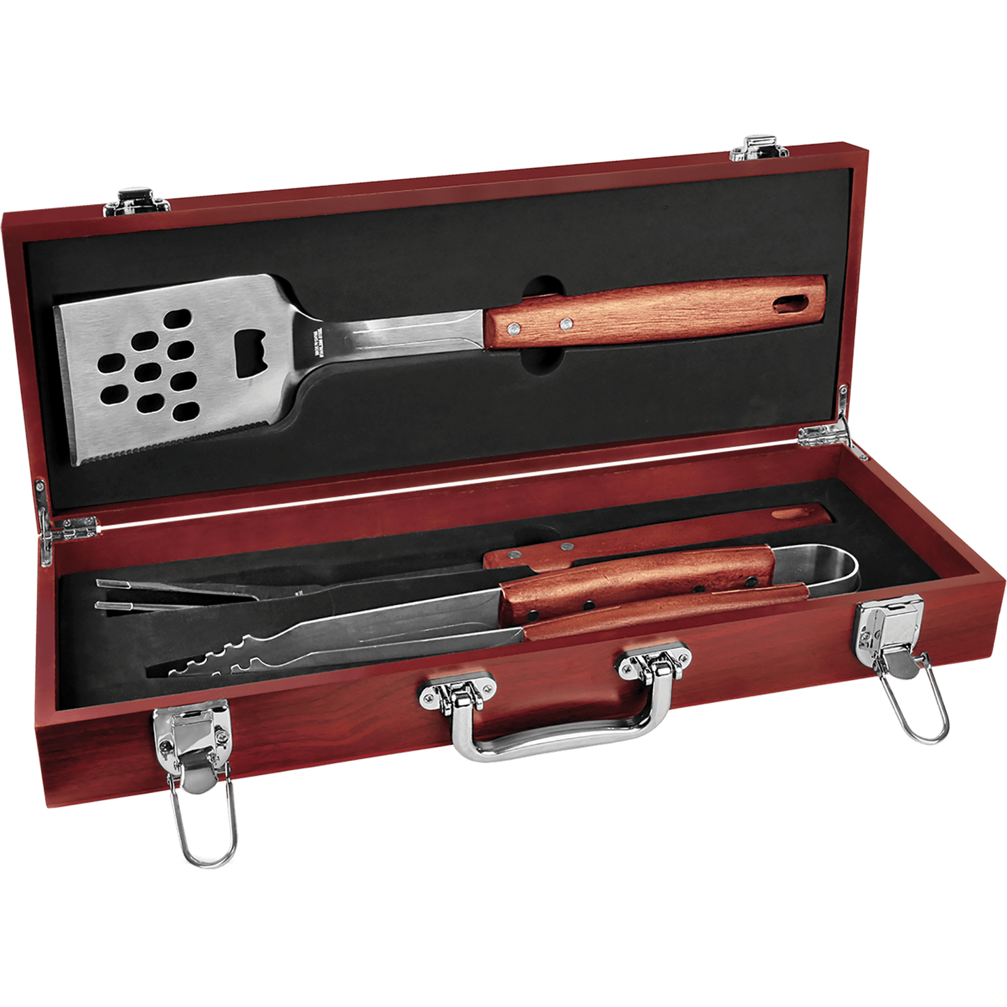 Custom 3-Piece Rosewood BBQ Set with Engraved Logo