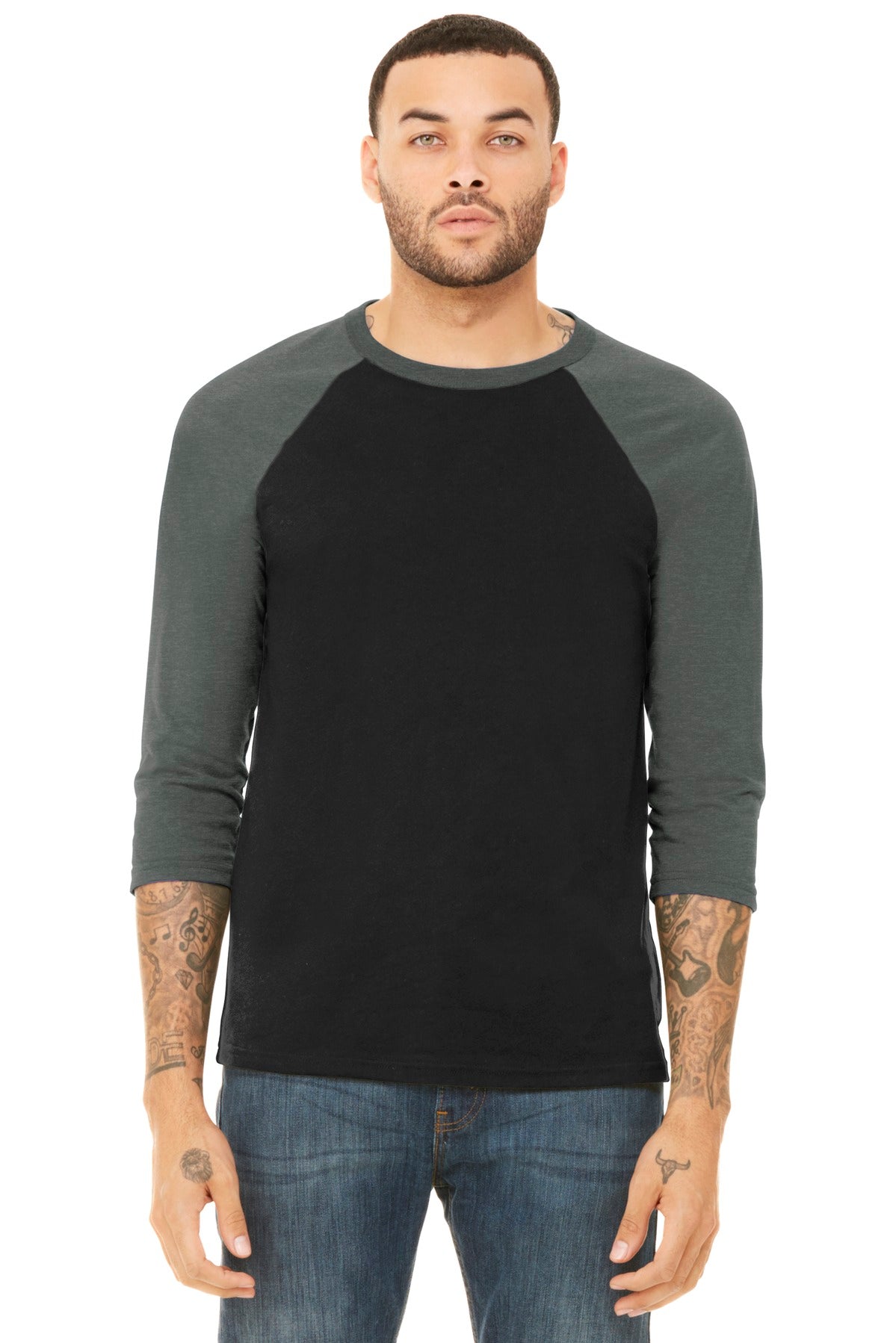 BELLA+CANVAS® Unisex 3/4-Sleeve Baseball Tee (CORE COLORS)