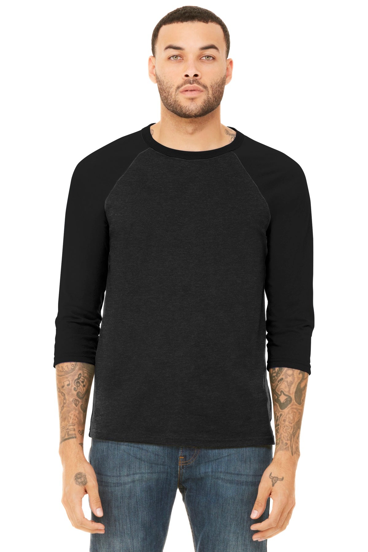 BELLA+CANVAS® Unisex 3/4-Sleeve Baseball Tee (CORE COLORS)