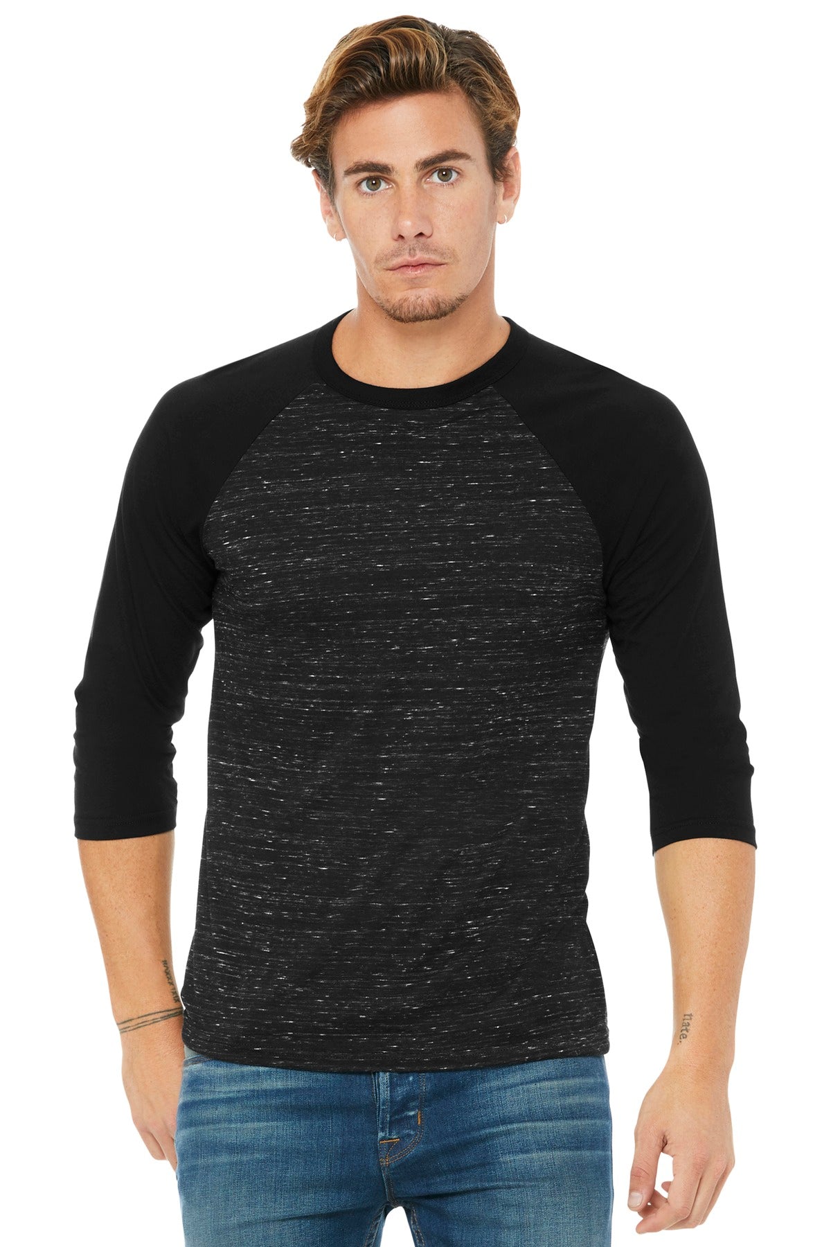 BELLA+CANVAS® Unisex 3/4-Sleeve Baseball Tee (CORE COLORS)