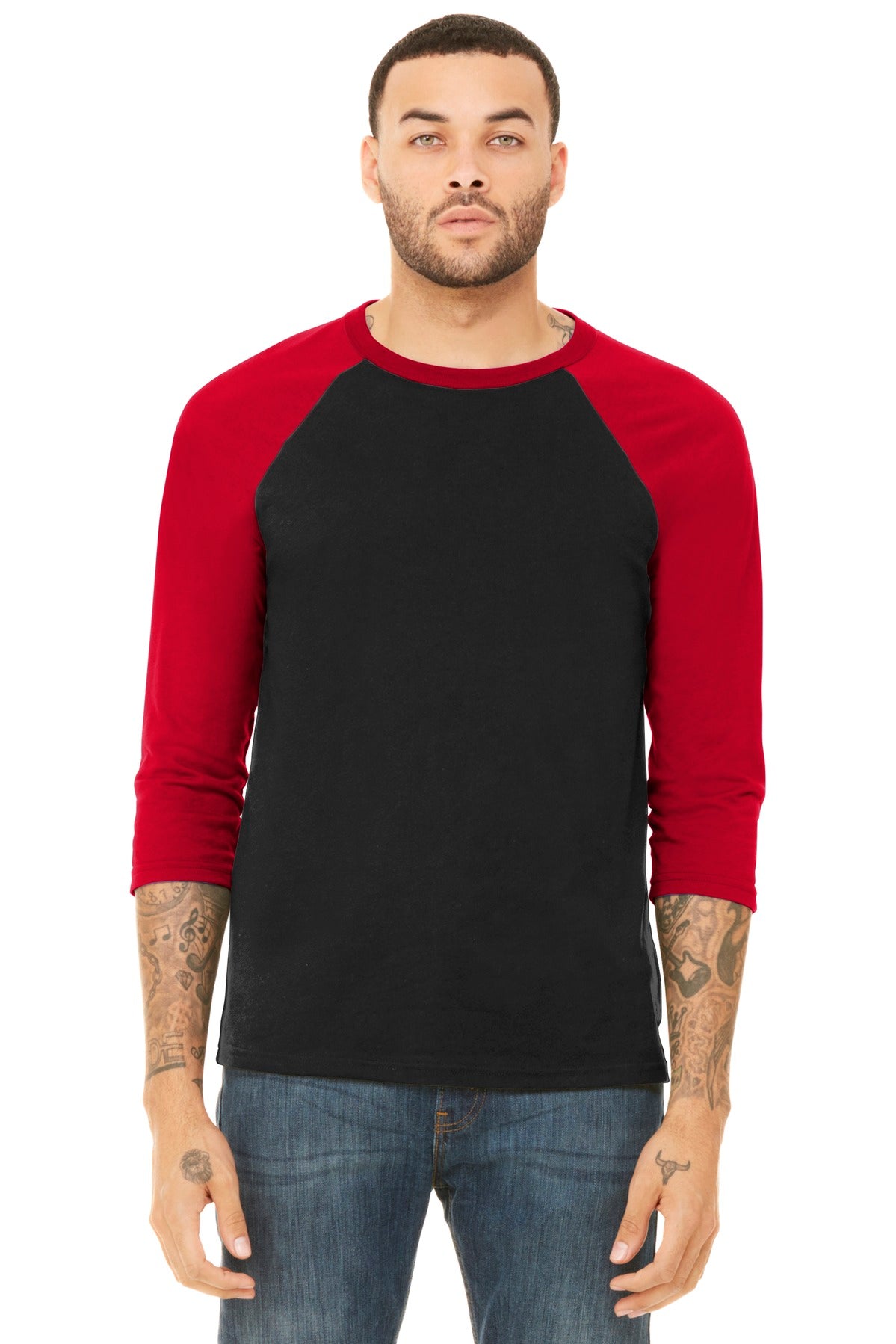 BELLA+CANVAS® Unisex 3/4-Sleeve Baseball Tee (CORE COLORS)