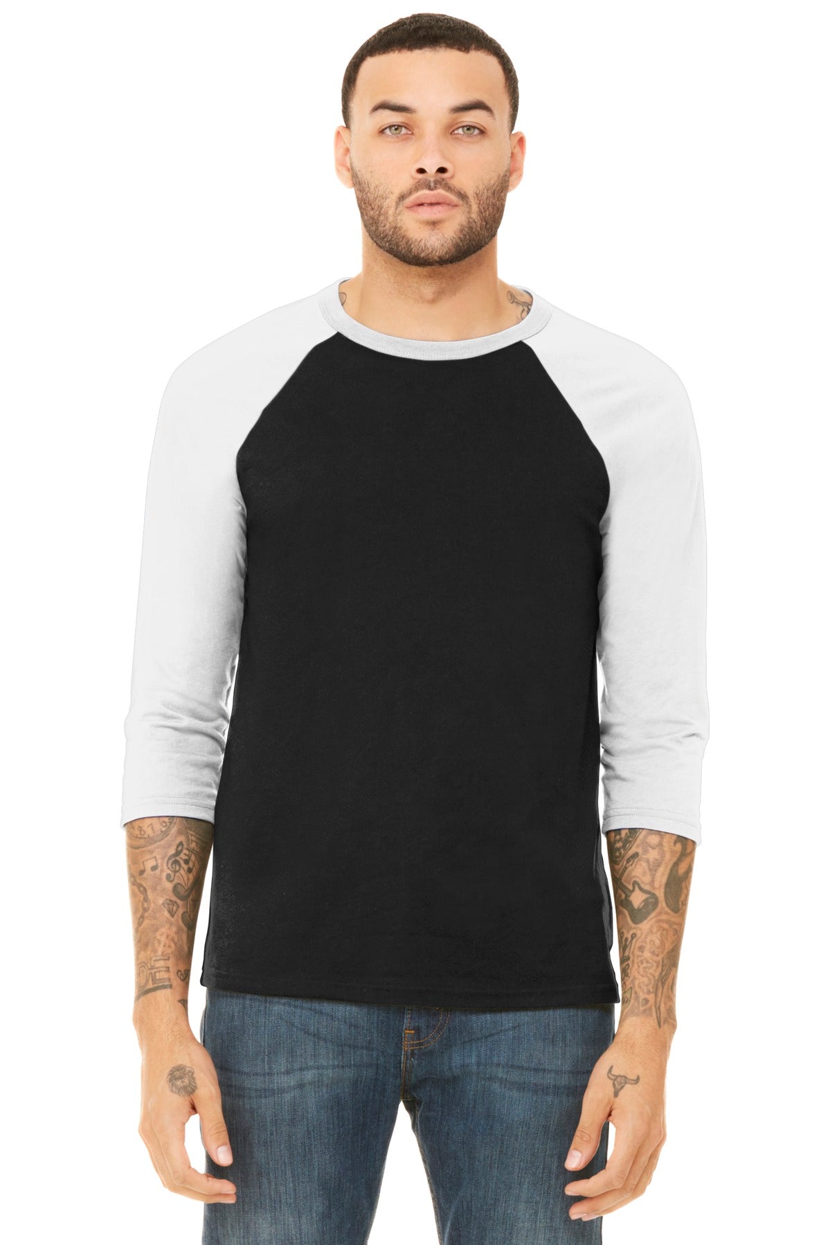 BELLA+CANVAS® Unisex 3/4-Sleeve Baseball Tee (CORE COLORS)
