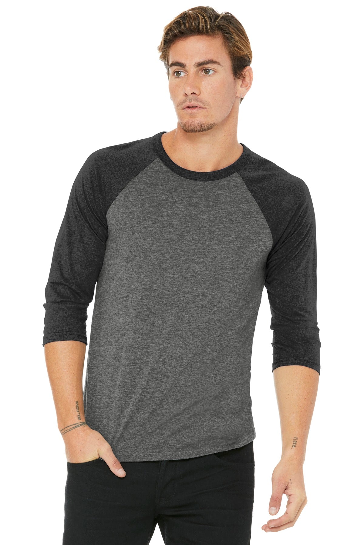 BELLA+CANVAS® Unisex 3/4-Sleeve Baseball Tee (CORE COLORS)