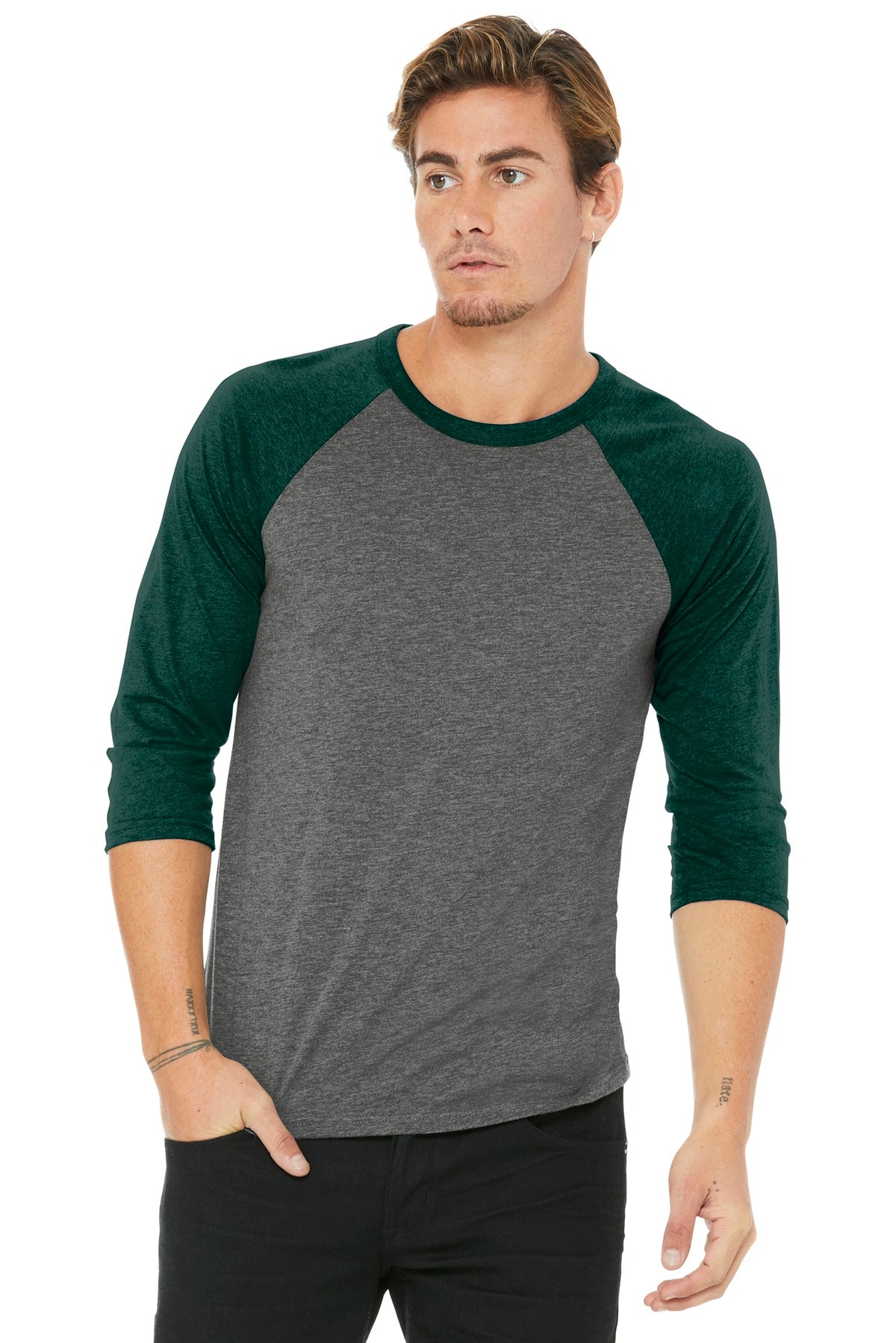 BELLA+CANVAS® Unisex 3/4-Sleeve Baseball Tee (CORE COLORS)