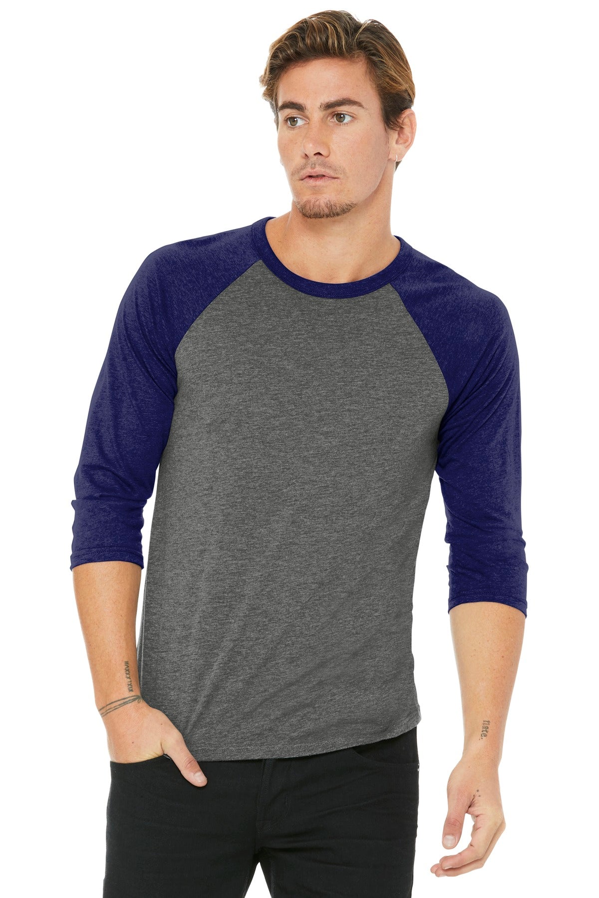 BELLA+CANVAS® Unisex 3/4-Sleeve Baseball Tee (CORE COLORS)