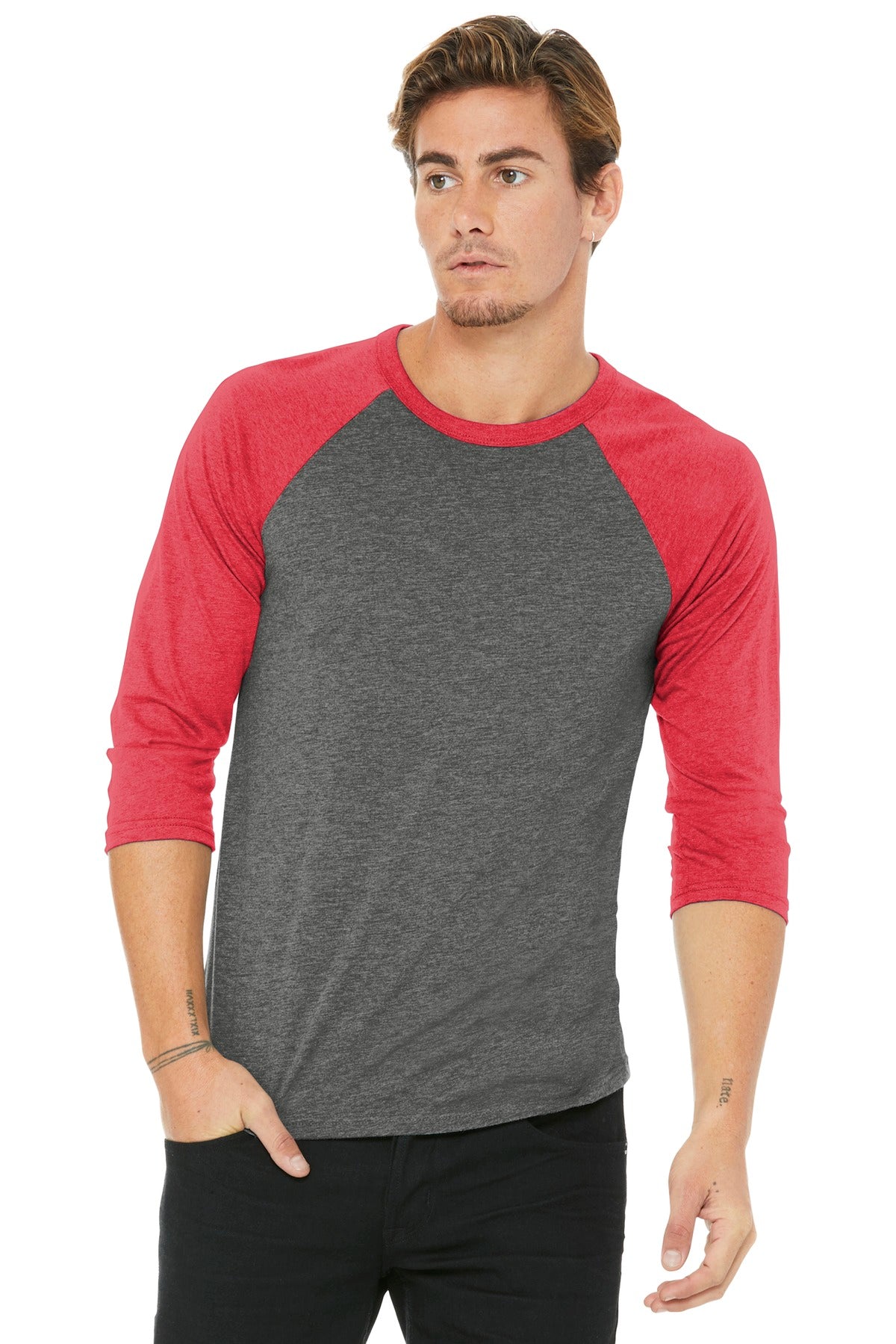 BELLA+CANVAS® Unisex 3/4-Sleeve Baseball Tee (CORE COLORS)