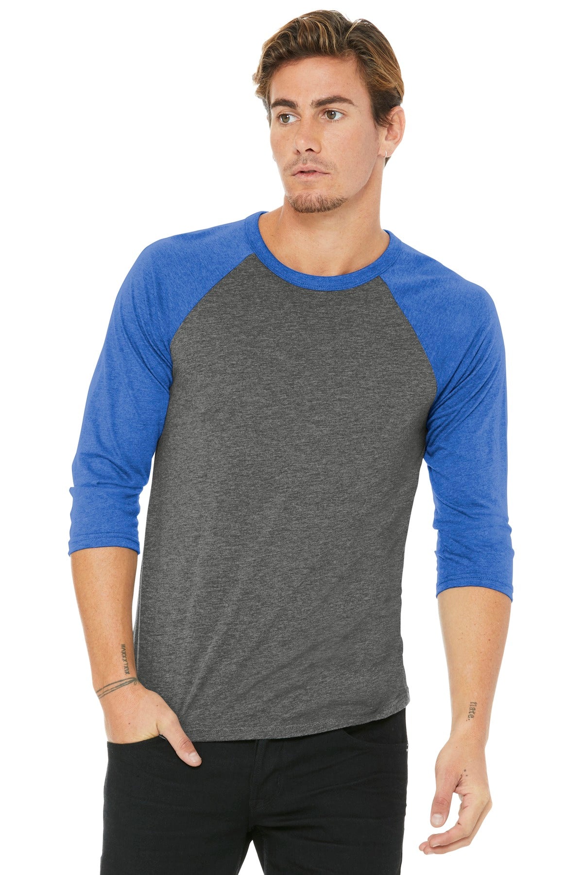 BELLA+CANVAS® Unisex 3/4-Sleeve Baseball Tee (CORE COLORS)