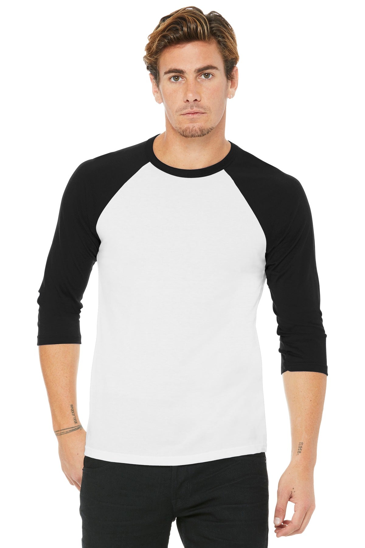 BELLA+CANVAS® Unisex 3/4-Sleeve Baseball Tee (CORE COLORS)