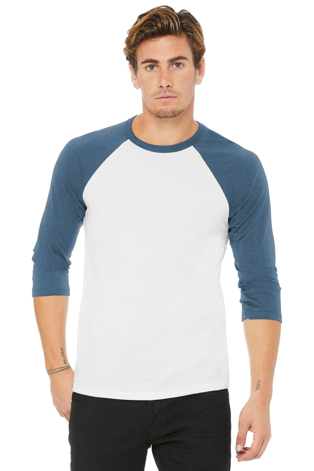 BELLA+CANVAS® Unisex 3/4-Sleeve Baseball Tee (CORE COLORS)