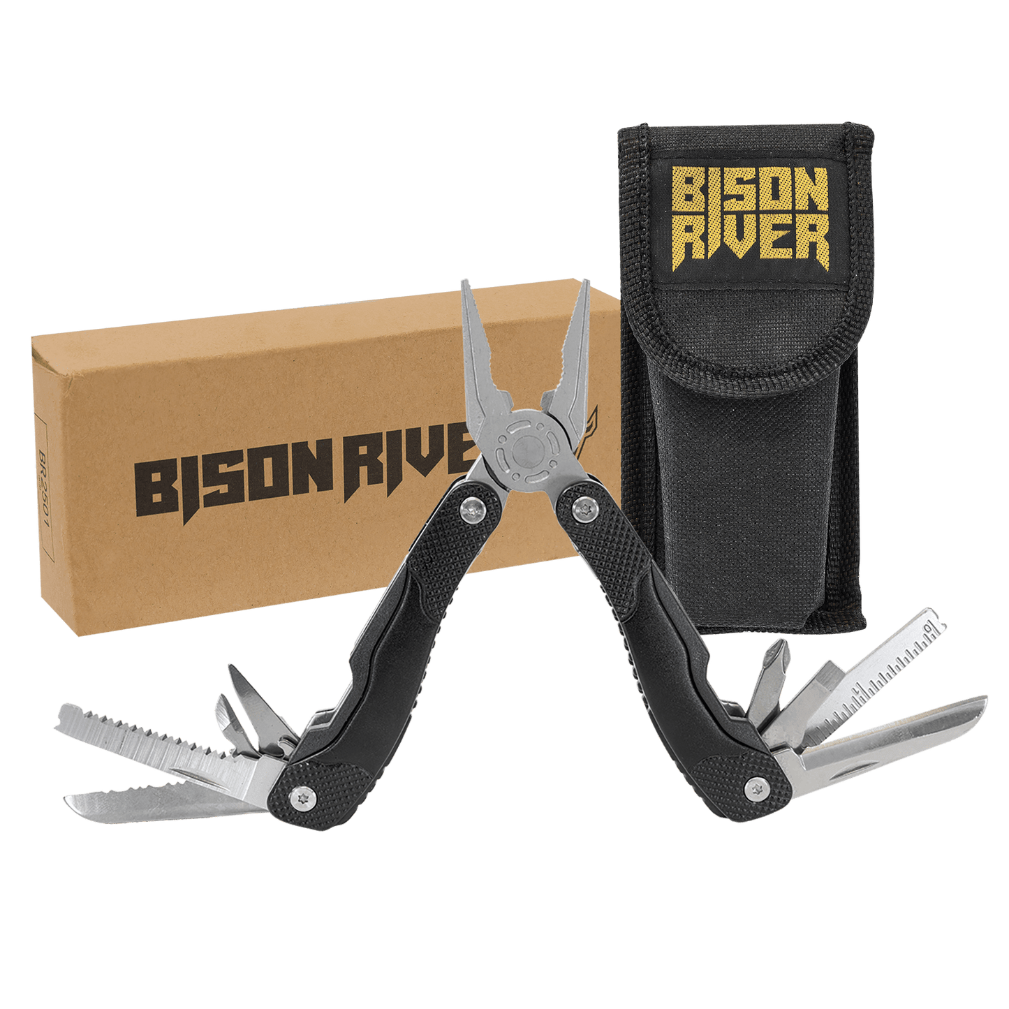 Custom Bison River™ Multi Tool with Nylon Sheath with Engraved Logo