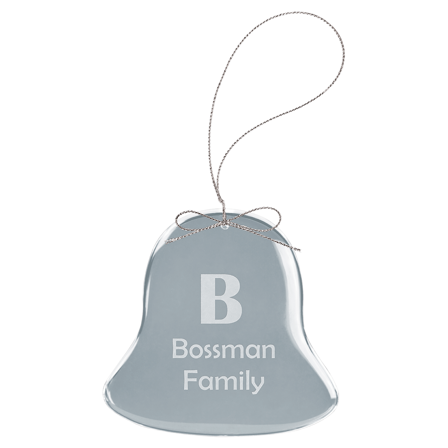 Custom 3" Clear Bell Glass Ornament with Silver String