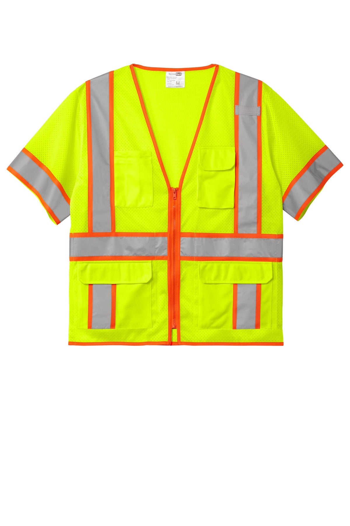 CornerStone® ANSI 107 Class 3 Surveyor Mesh Zippered Two-Tone Short Sleeve Vest