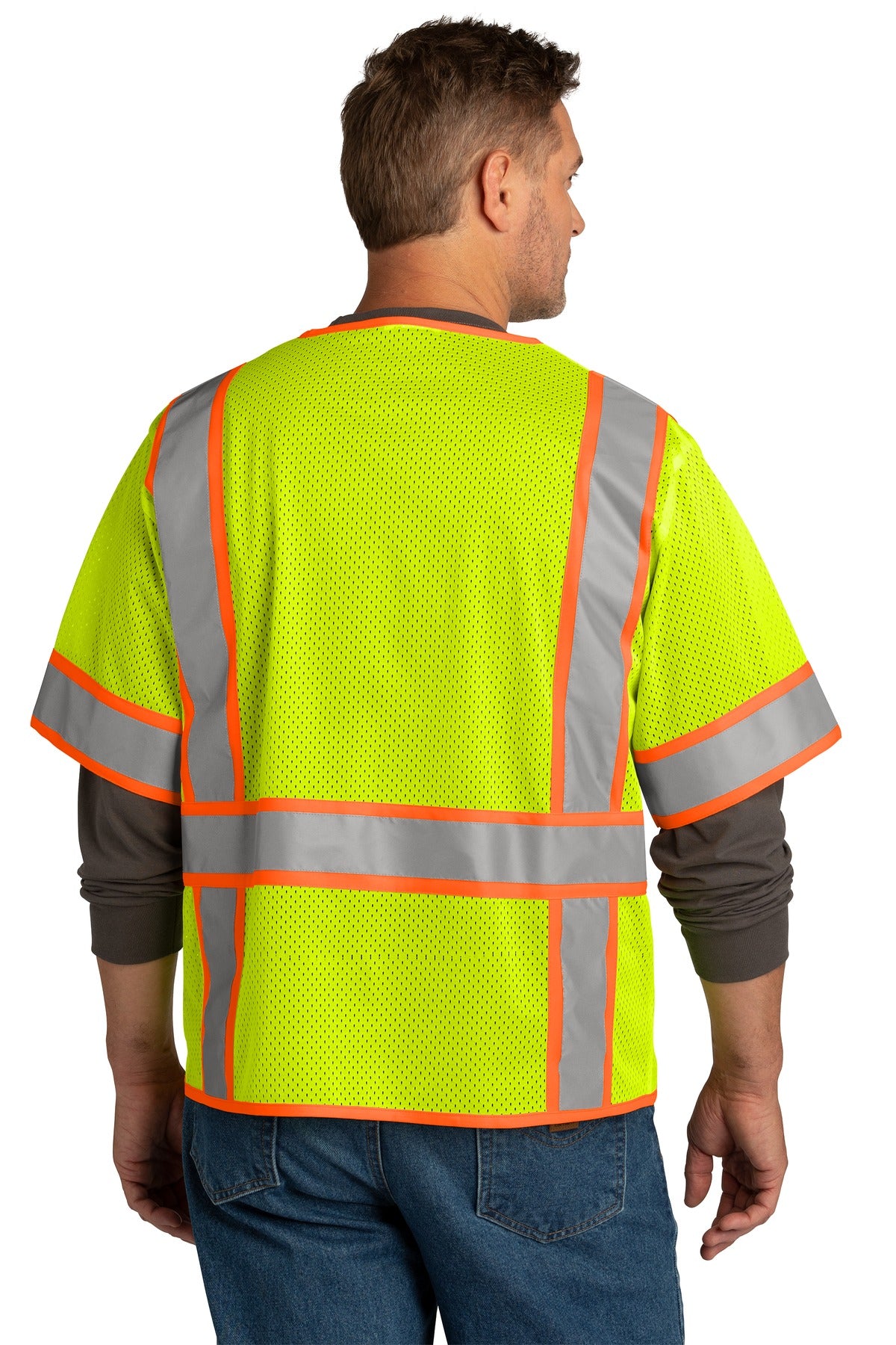 CornerStone® ANSI 107 Class 3 Surveyor Mesh Zippered Two-Tone Short Sleeve Vest