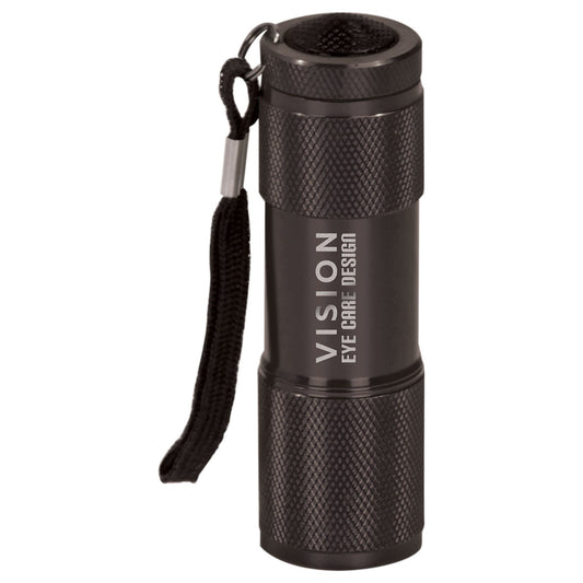 Black 9-LED Laserable Flashlight with Strap 3 3/8"