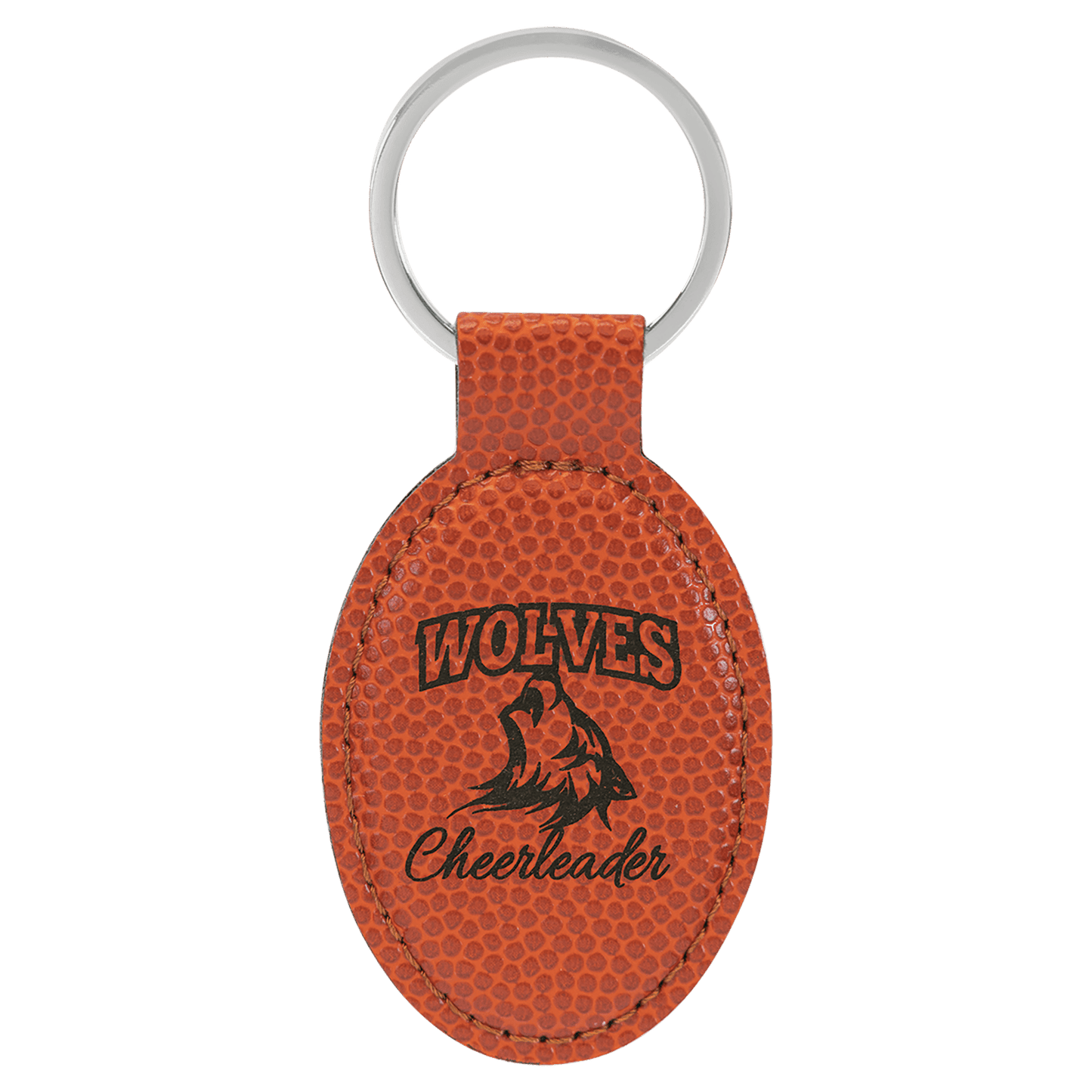 Custom Vegan Leather Oval Keychain with Laser Engraved Logo