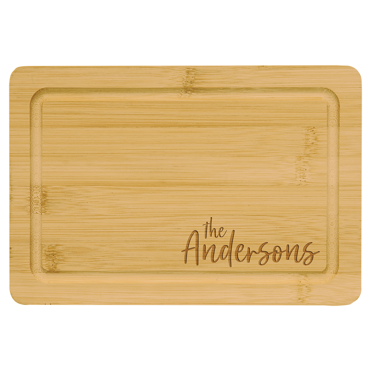 Custom Bamboo Cutting Board with Drip Ring with Laser Engraved Logo