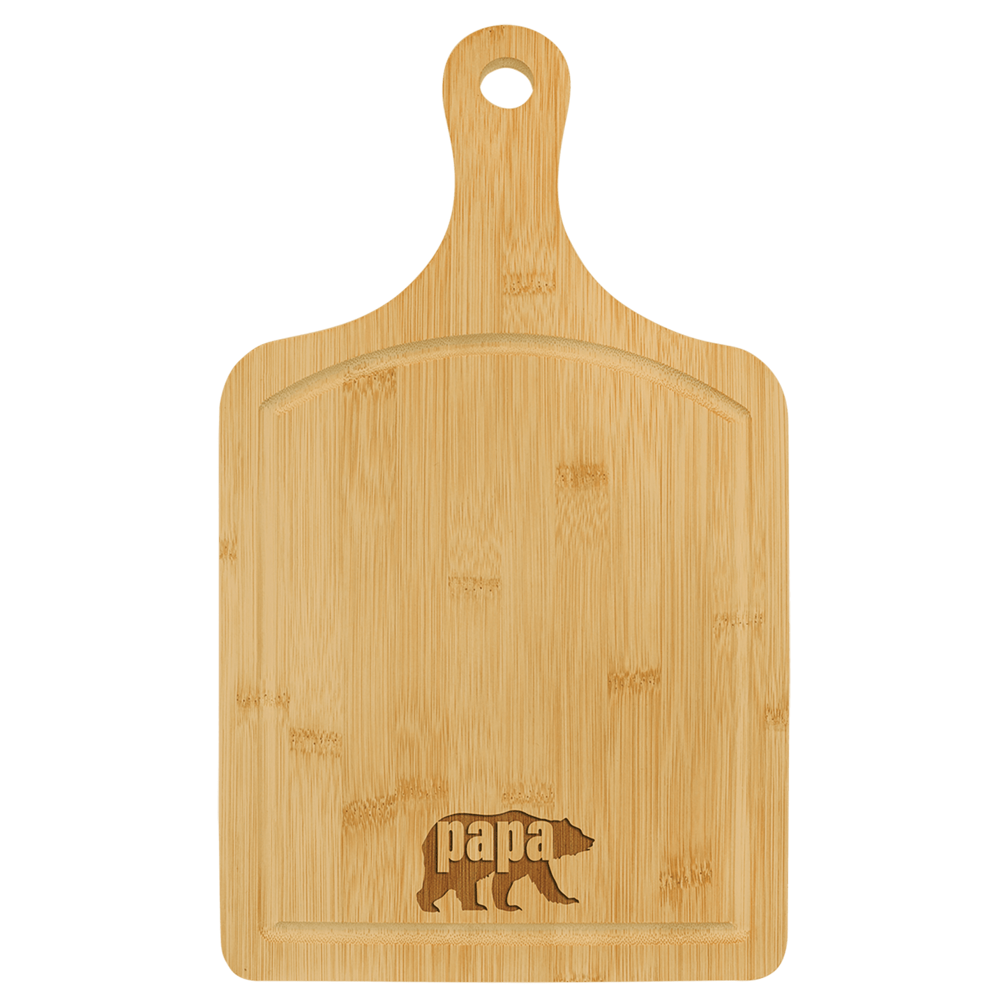Custom Bamboo Paddle Cutting Boards with Vertical Laser Engraved Logo