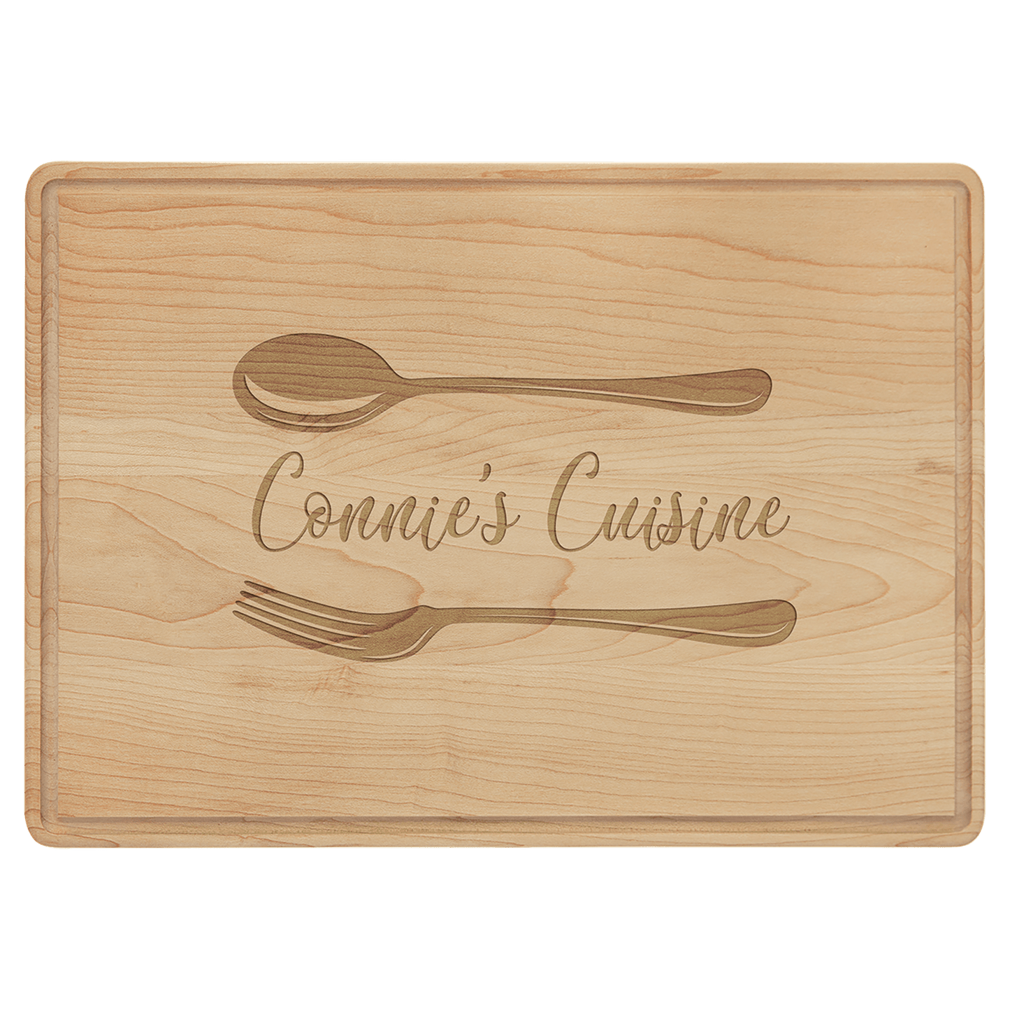 Custom Maple Cutting Board with Drip Ring with Laser Engraved Logo