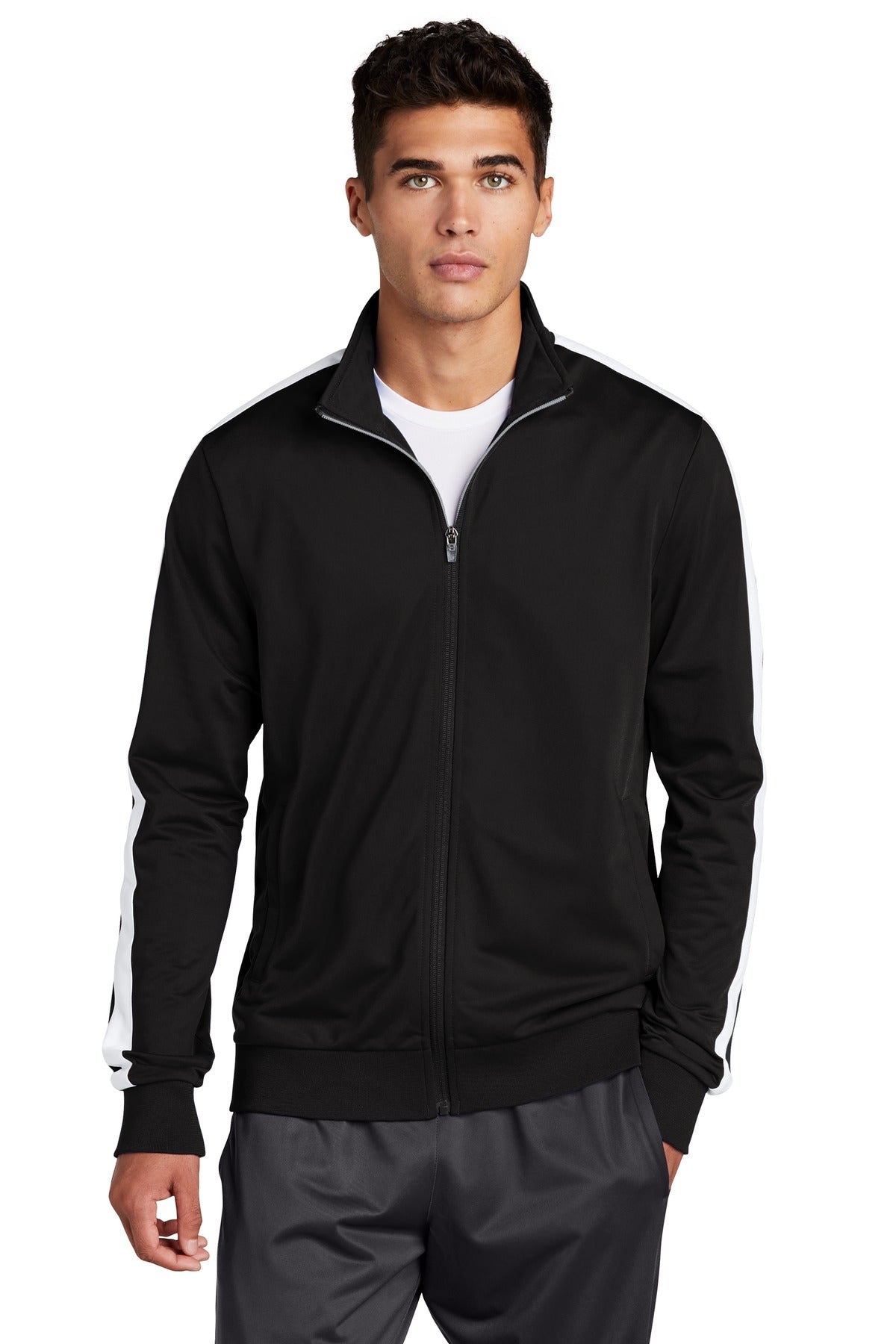 Sport-Tek® Tricot Sleeve Stripe Track Jacket