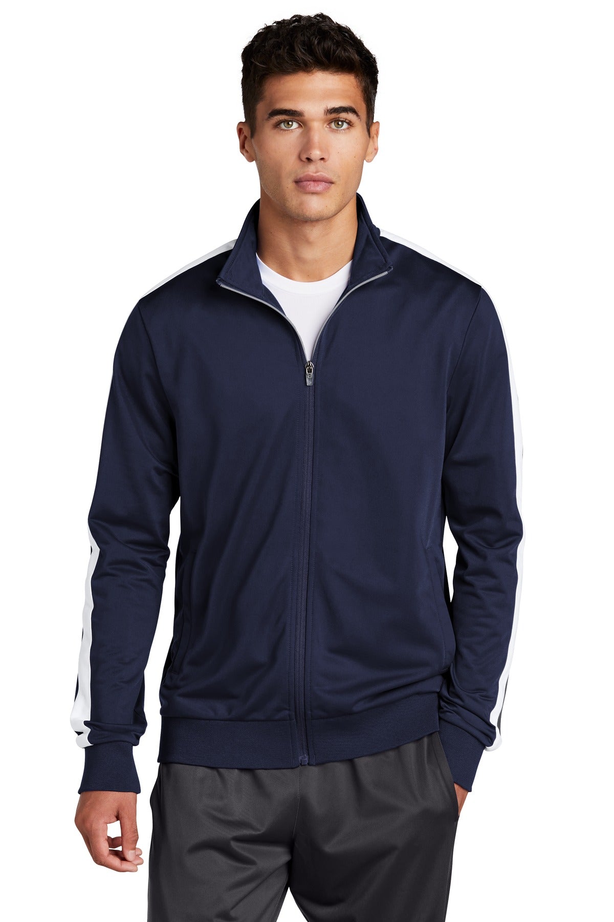 Sport-Tek® Tricot Sleeve Stripe Track Jacket