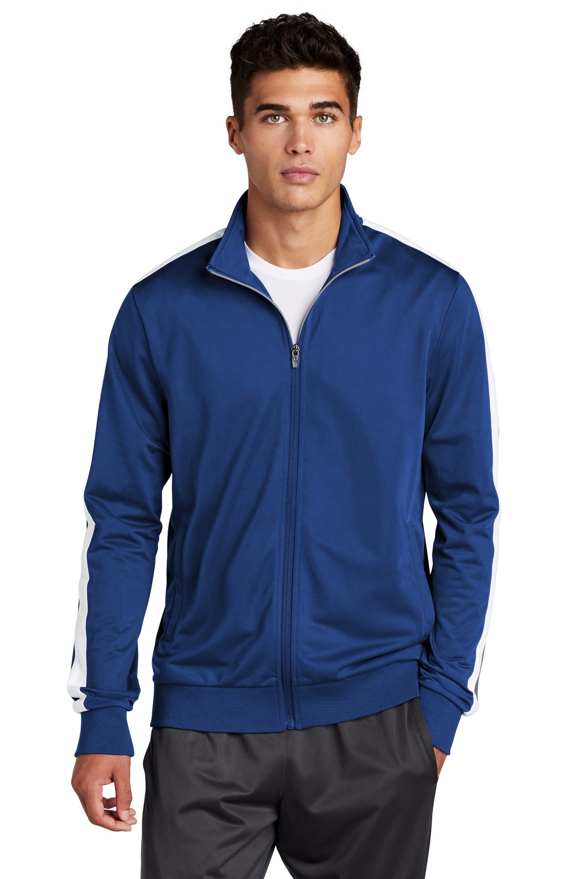 Sport-Tek® Tricot Sleeve Stripe Track Jacket