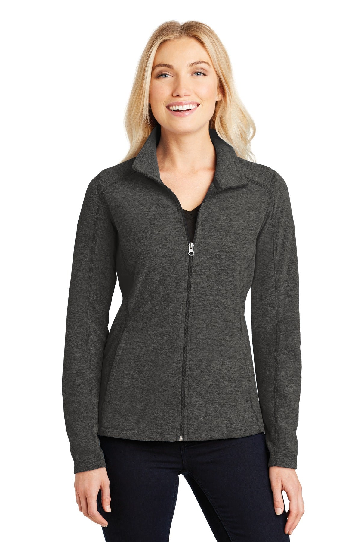 Port Authority® Women's Heather Microfleece Full-Zip Jacket