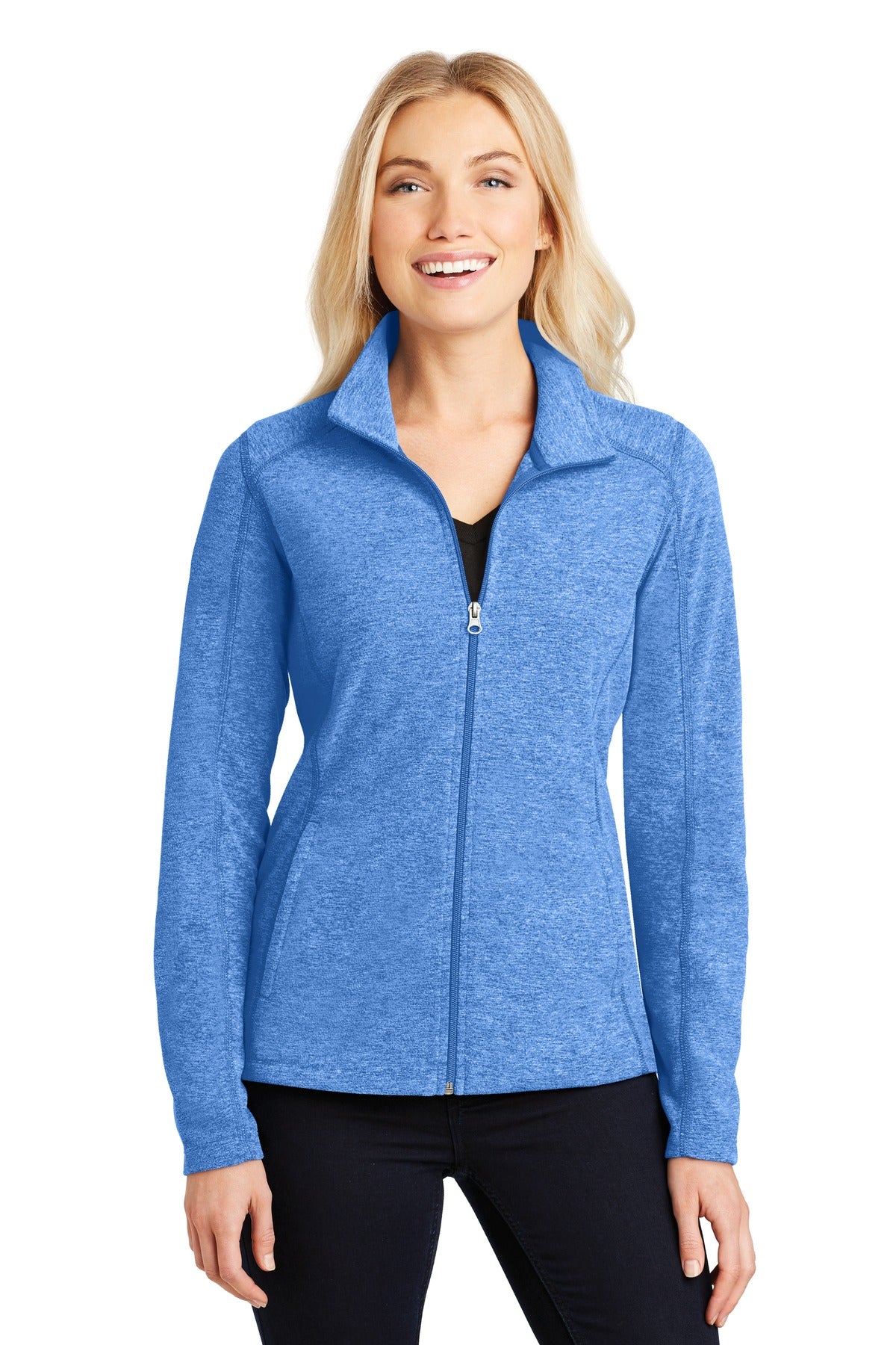 Port Authority® Women's Heather Microfleece Full-Zip Jacket