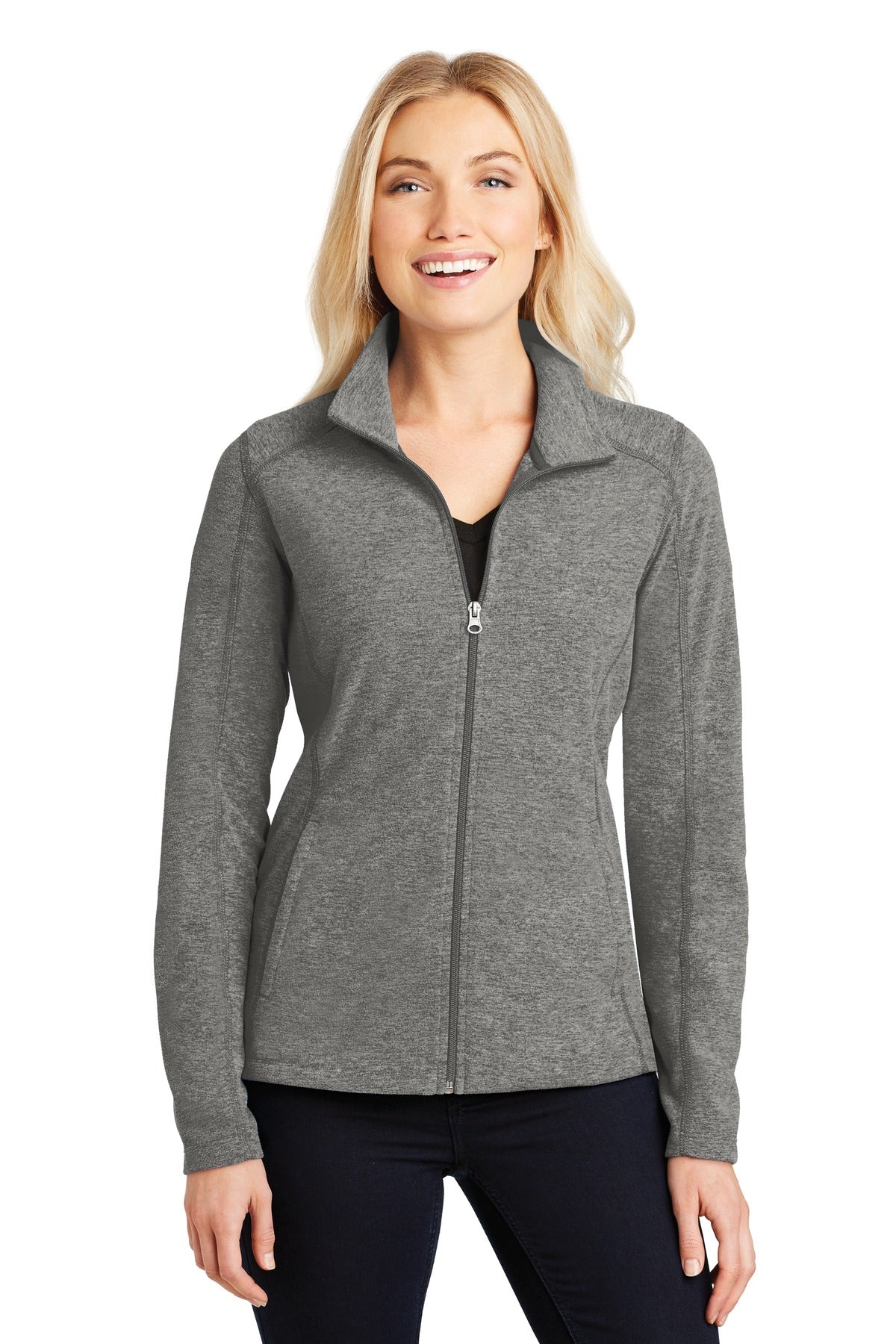 Port Authority® Women's Heather Microfleece Full-Zip Jacket