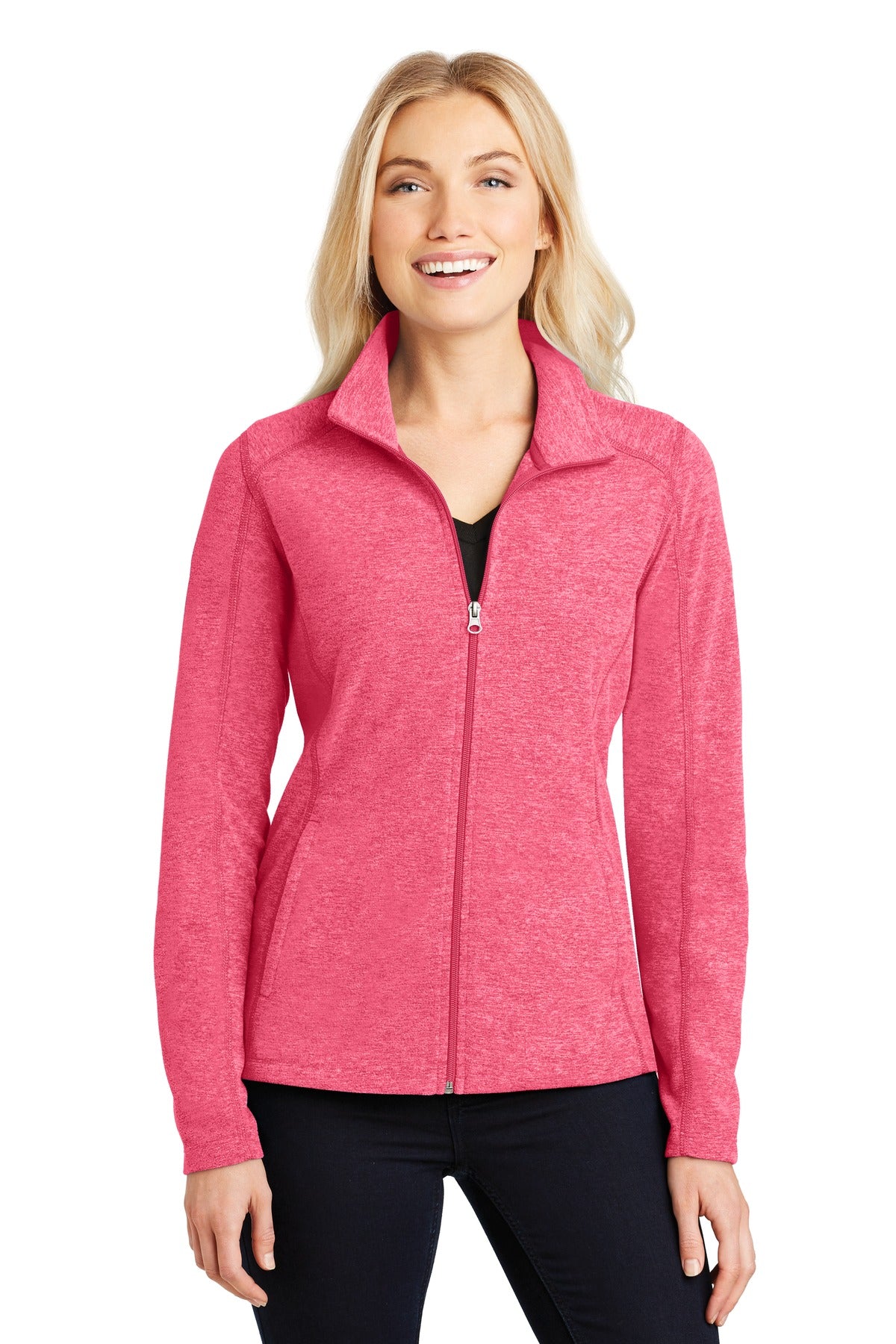 Port Authority® Women's Heather Microfleece Full-Zip Jacket