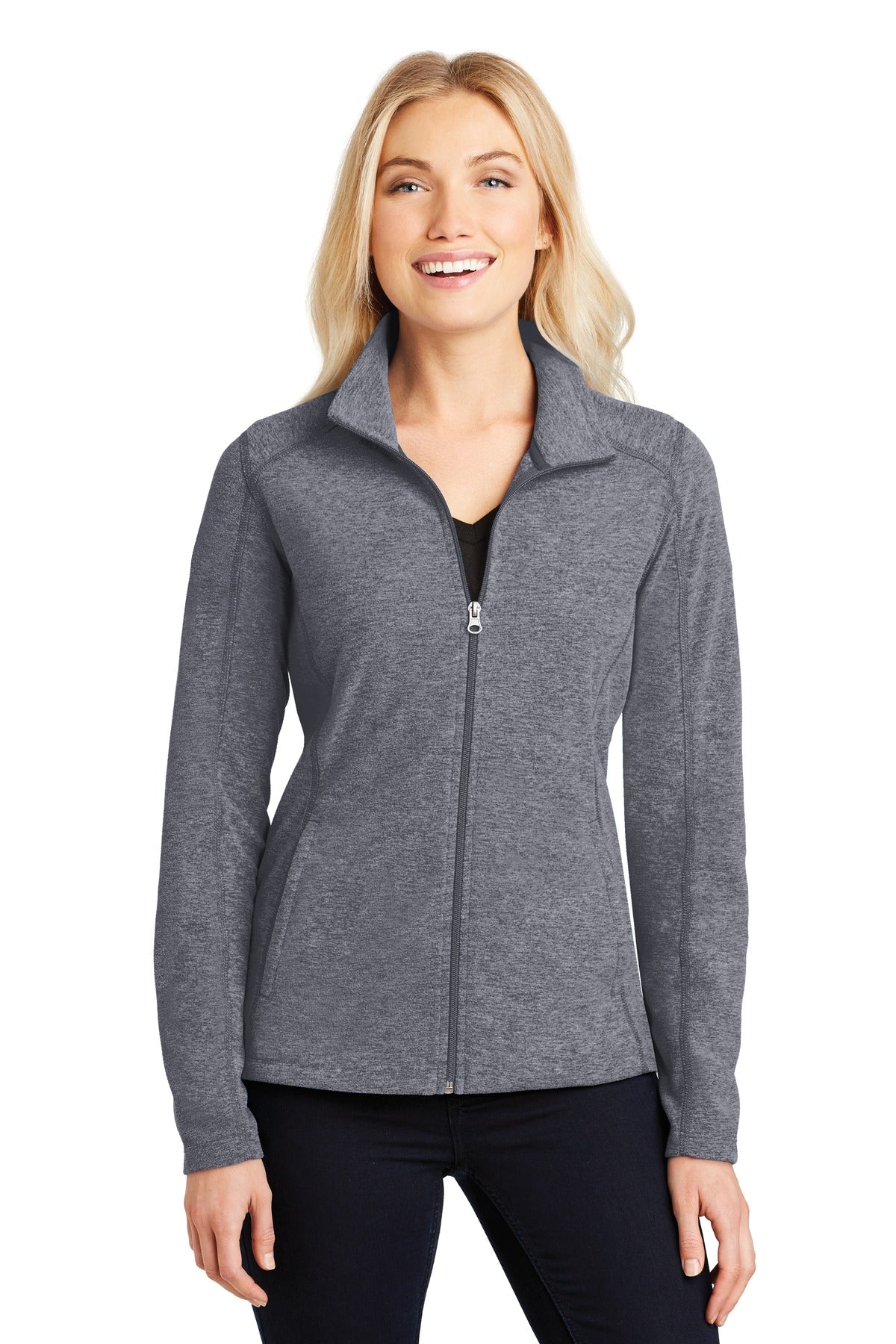 Port Authority® Women's Heather Microfleece Full-Zip Jacket