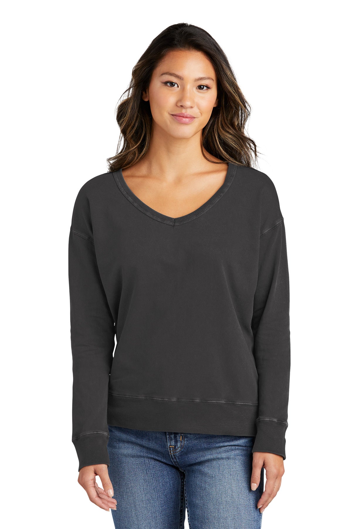 Port & Company® Women's Beach Wash® Garment-Dyed V-Neck Sweatshirt