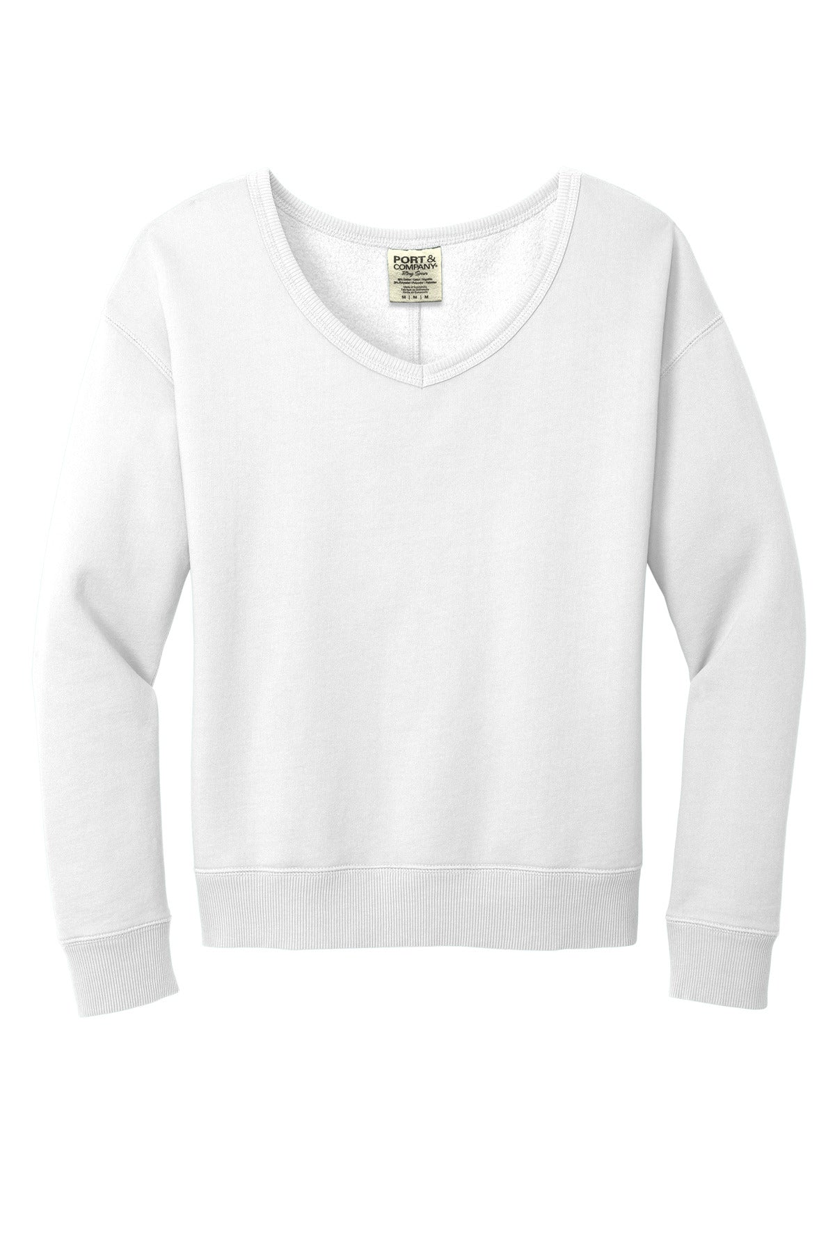 Port & Company® Women's Beach Wash® Garment-Dyed V-Neck Sweatshirt