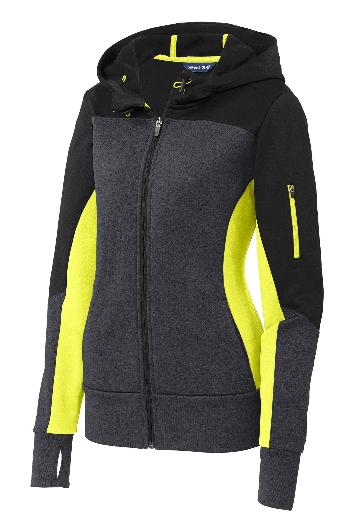 Sport-Tek® Women's Tech Fleece Colorblock Full-Zip Hooded Jacket
