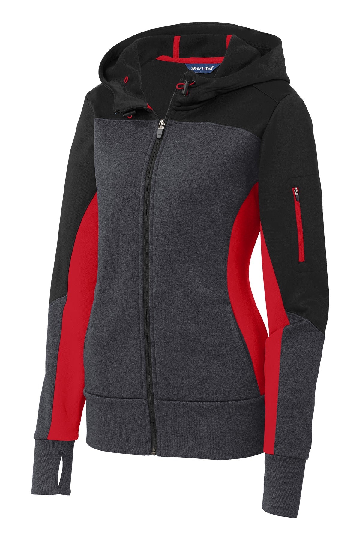 Sport-Tek® Women's Tech Fleece Colorblock Full-Zip Hooded Jacket