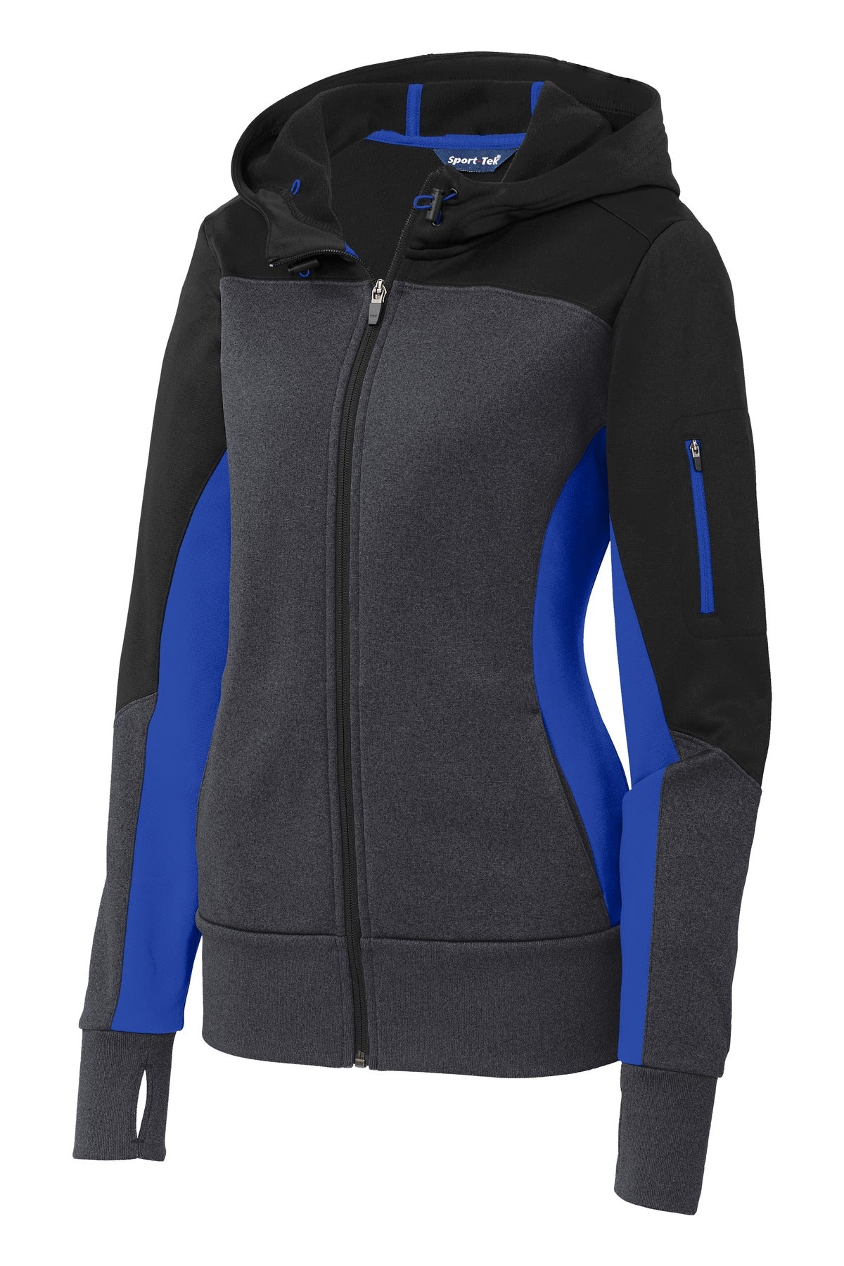 Sport-Tek® Women's Tech Fleece Colorblock Full-Zip Hooded Jacket