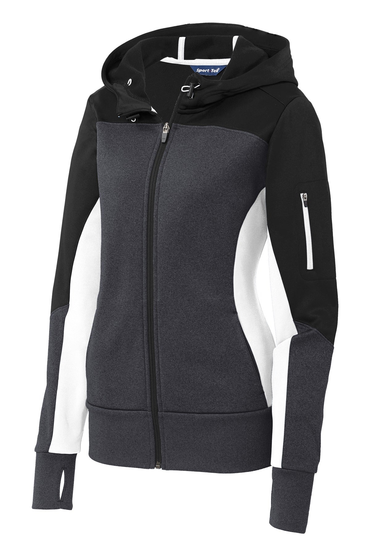 Sport-Tek® Women's Tech Fleece Colorblock Full-Zip Hooded Jacket