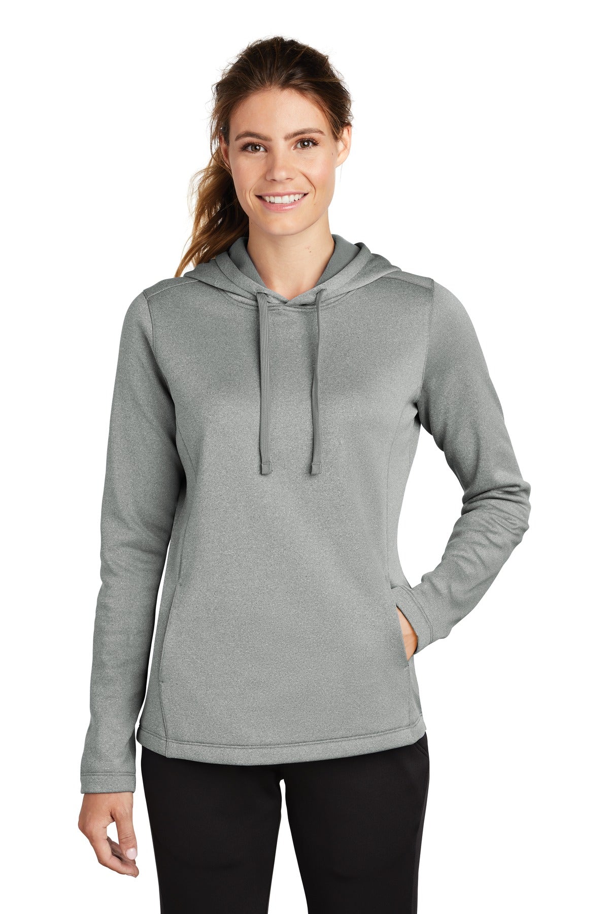 Sport-Tek® Women's PosiCharge® Sport-Wick® Heather Fleece Hooded Pullover