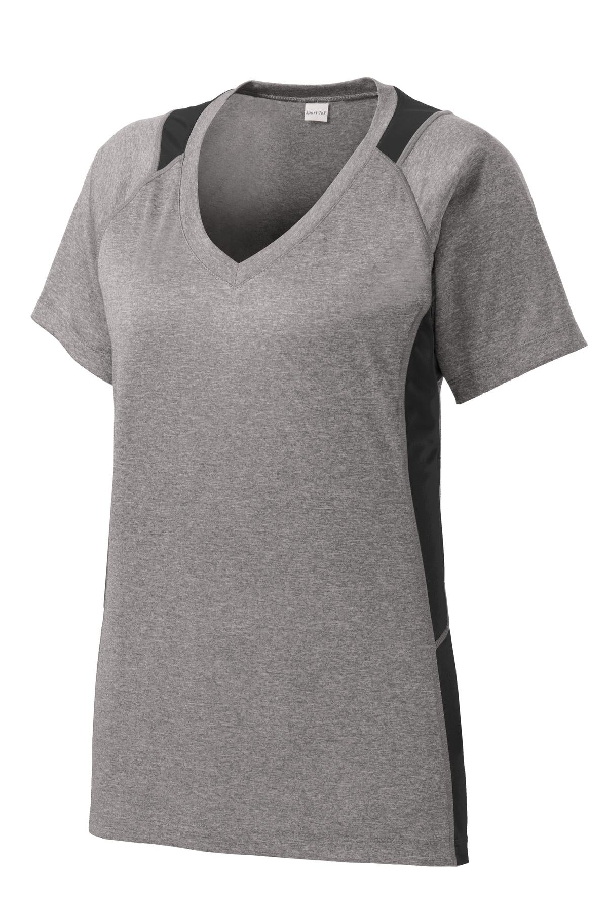 Sport-Tek® Women's Heather Colorblock Contender V-Neck Tee