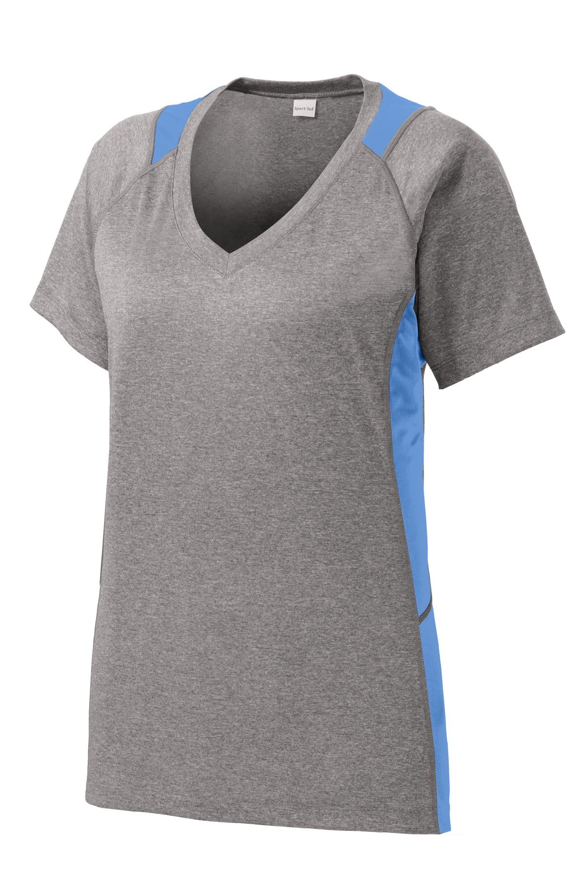 Sport-Tek® Women's Heather Colorblock Contender V-Neck Tee