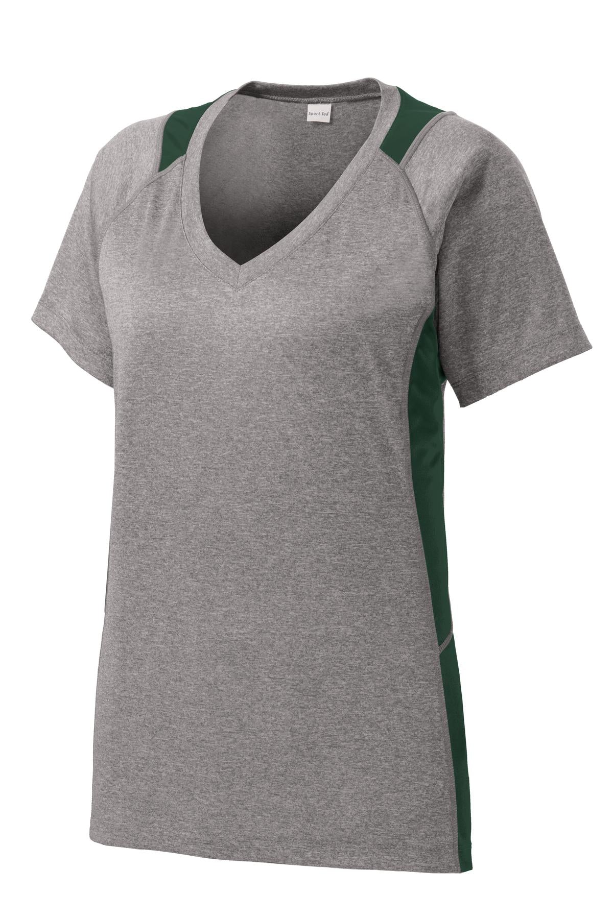 Sport-Tek® Women's Heather Colorblock Contender V-Neck Tee