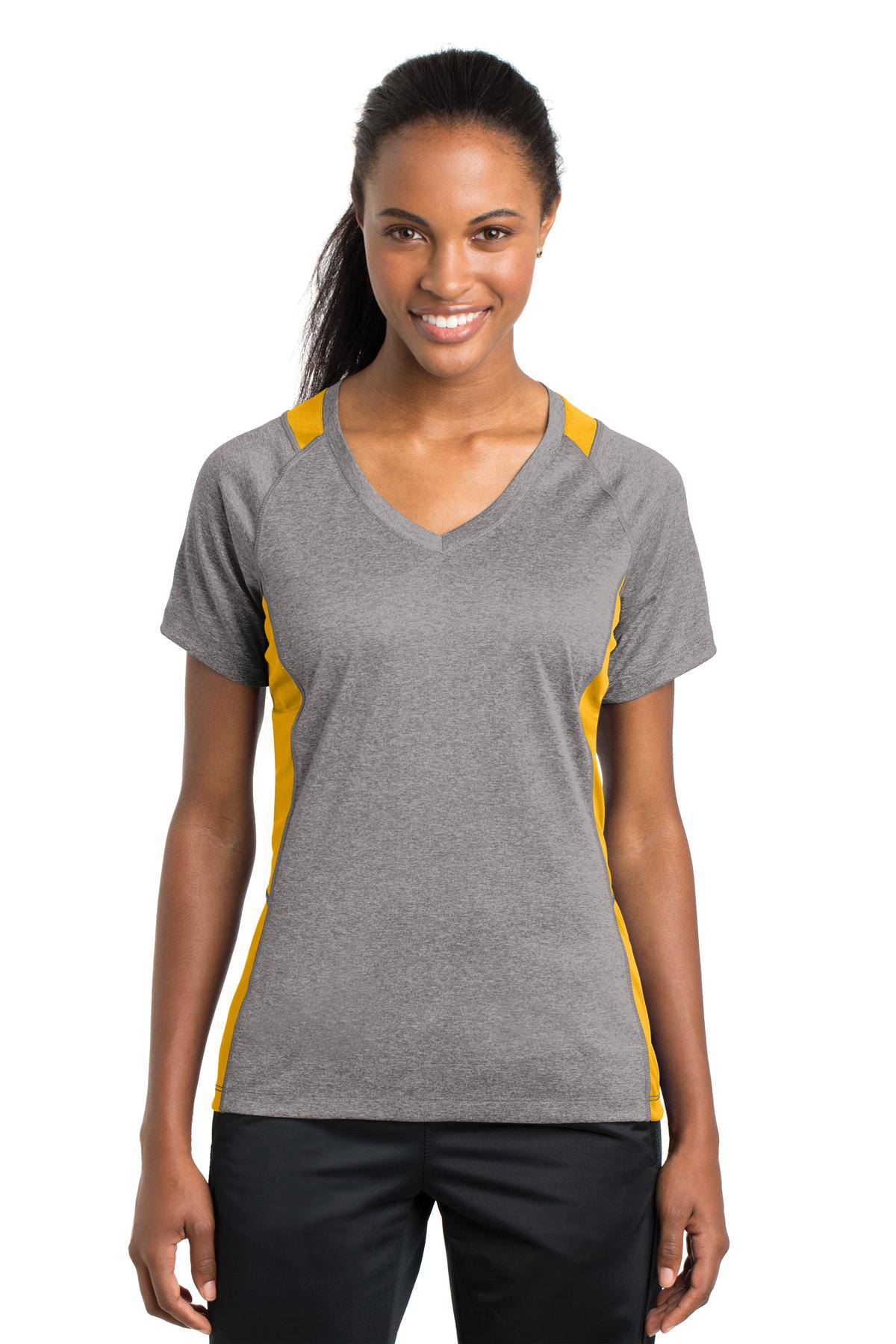 Sport-Tek® Women's Heather Colorblock Contender V-Neck Tee