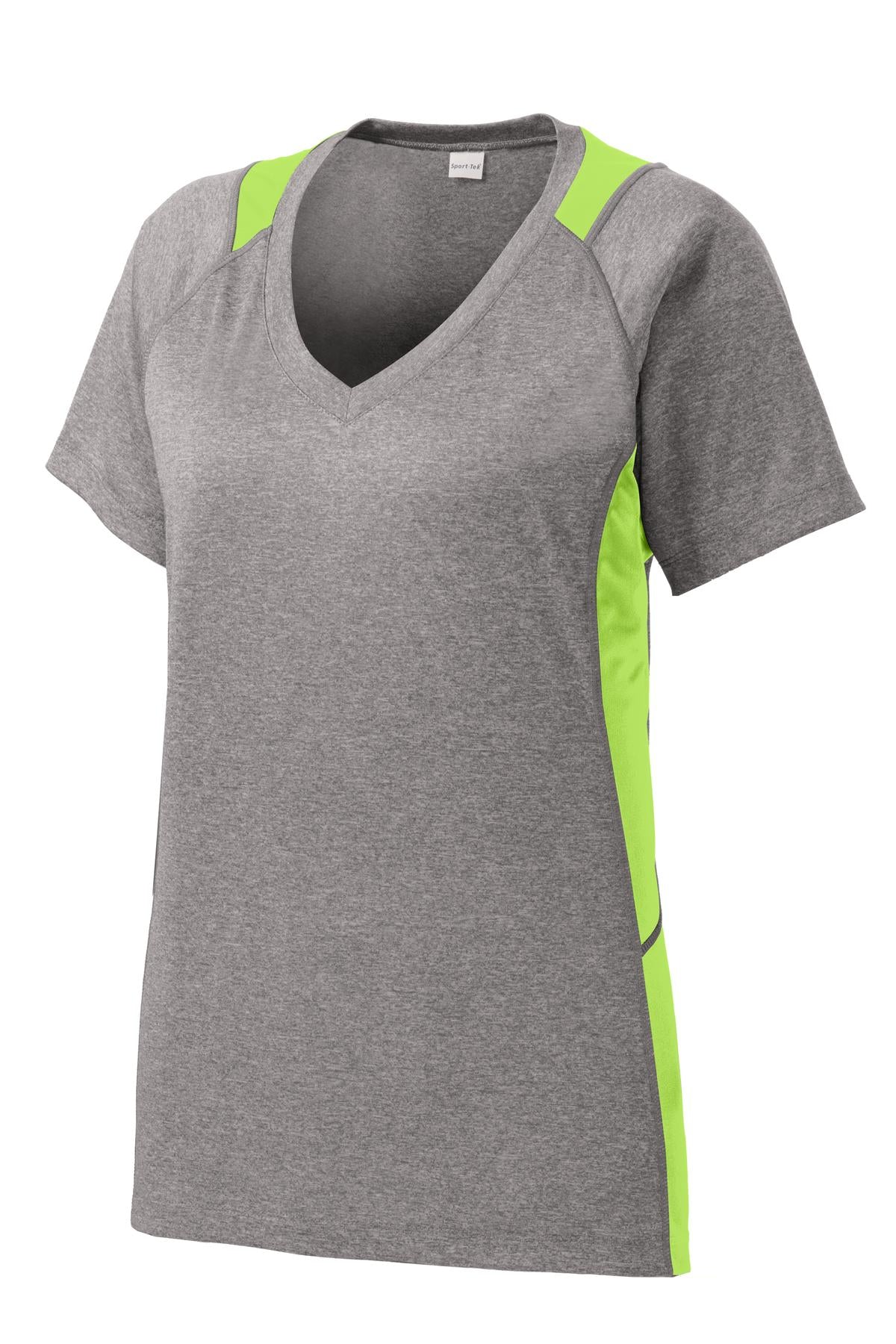 Sport-Tek® Women's Heather Colorblock Contender V-Neck Tee