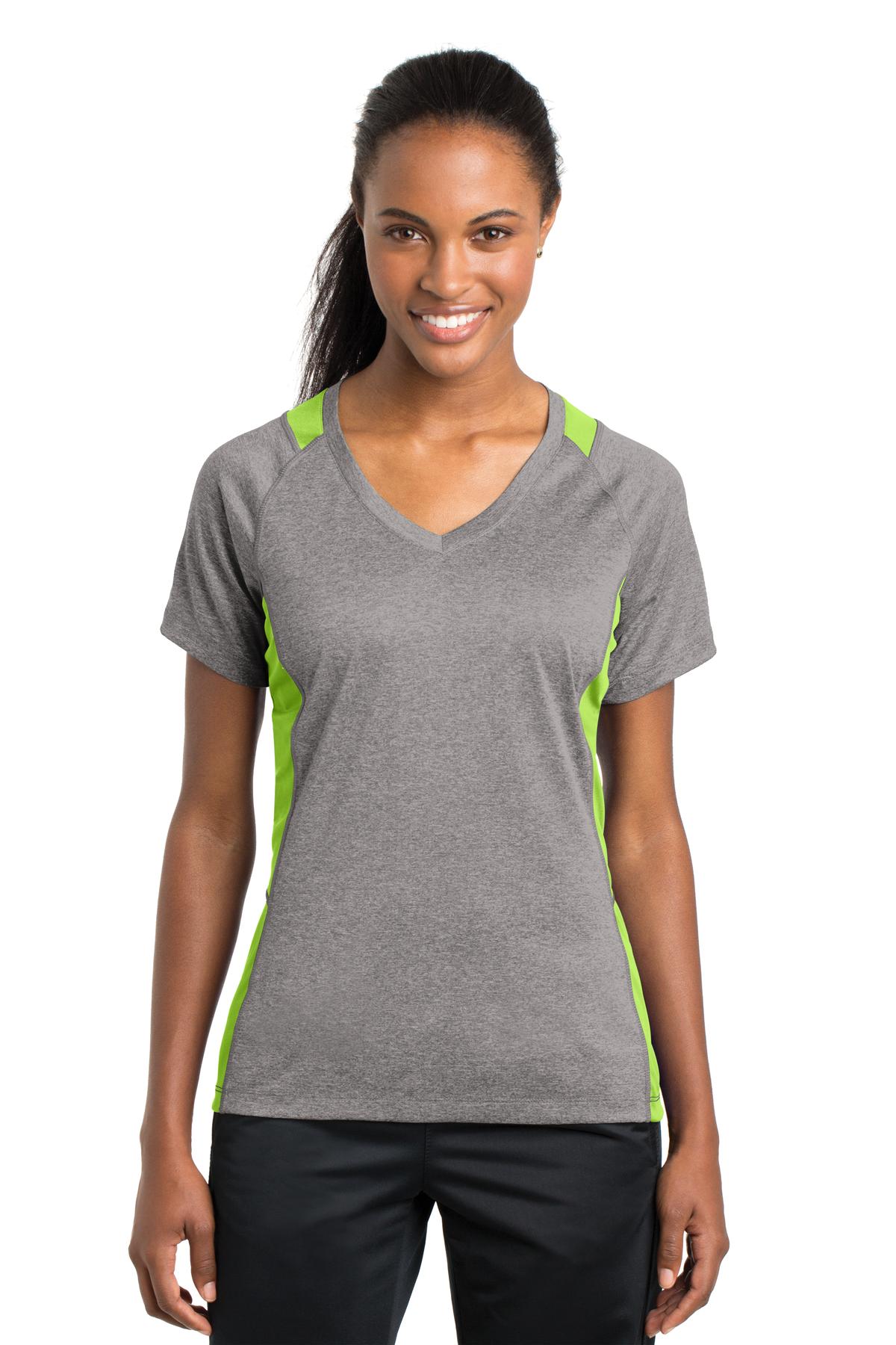Sport-Tek® Women's Heather Colorblock Contender V-Neck Tee