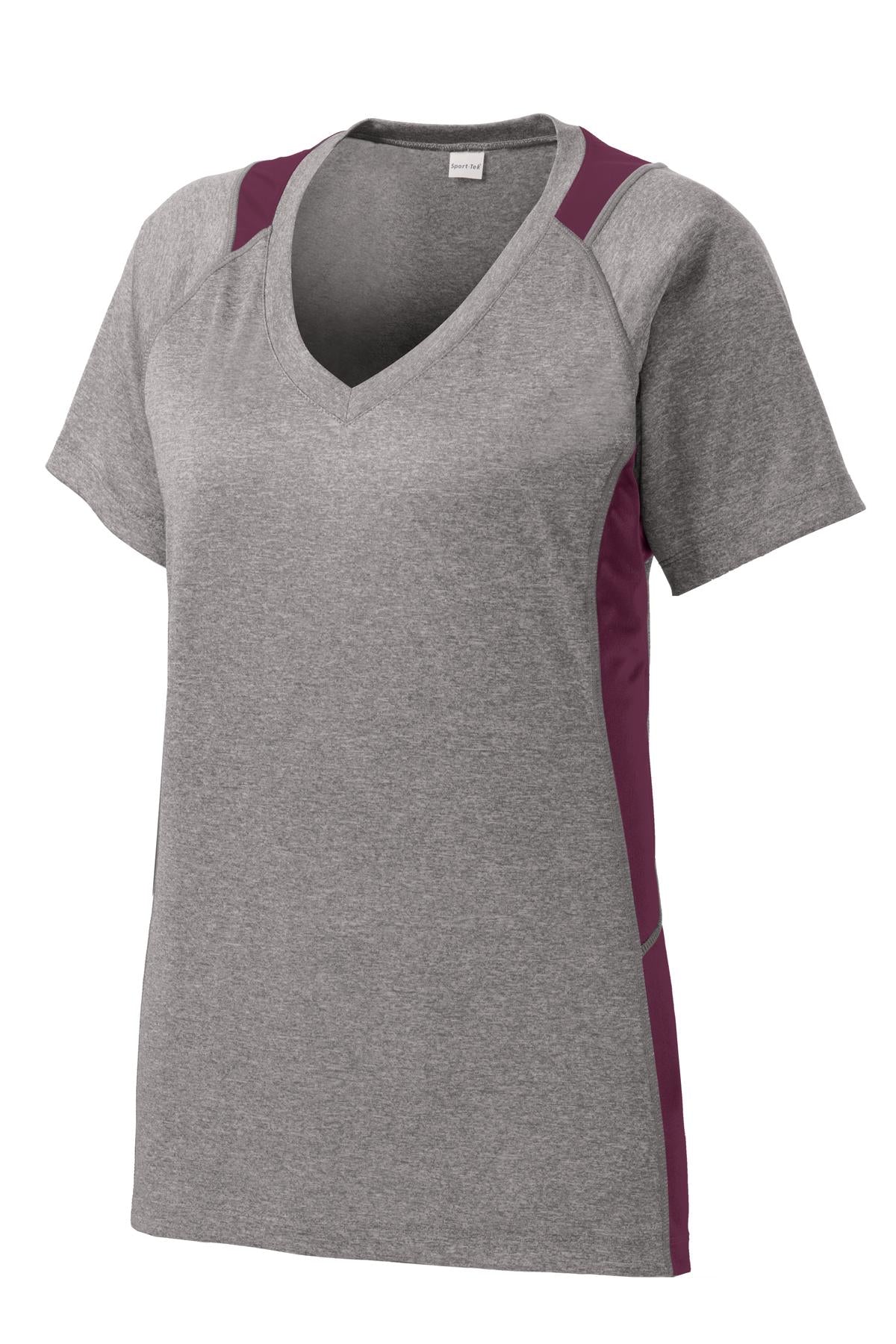 Sport-Tek® Women's Heather Colorblock Contender V-Neck Tee