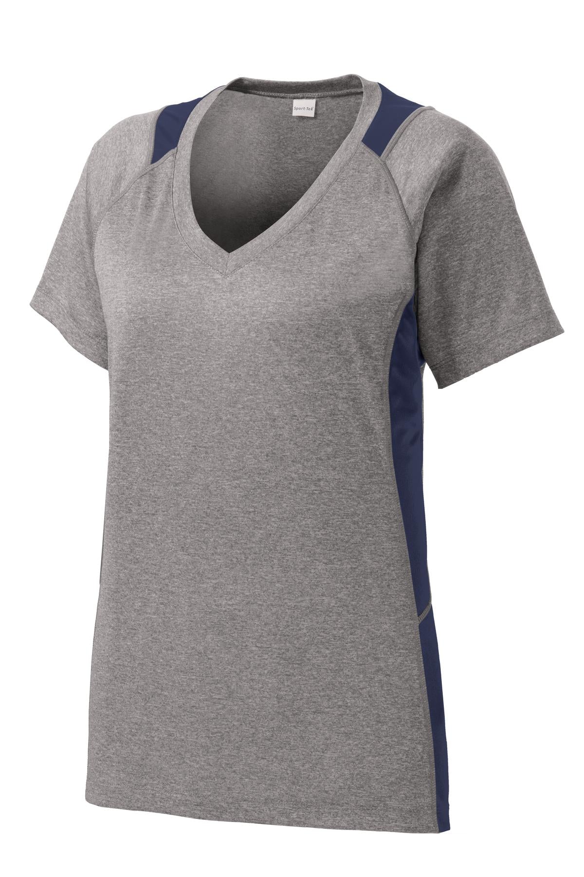 Sport-Tek® Women's Heather Colorblock Contender V-Neck Tee