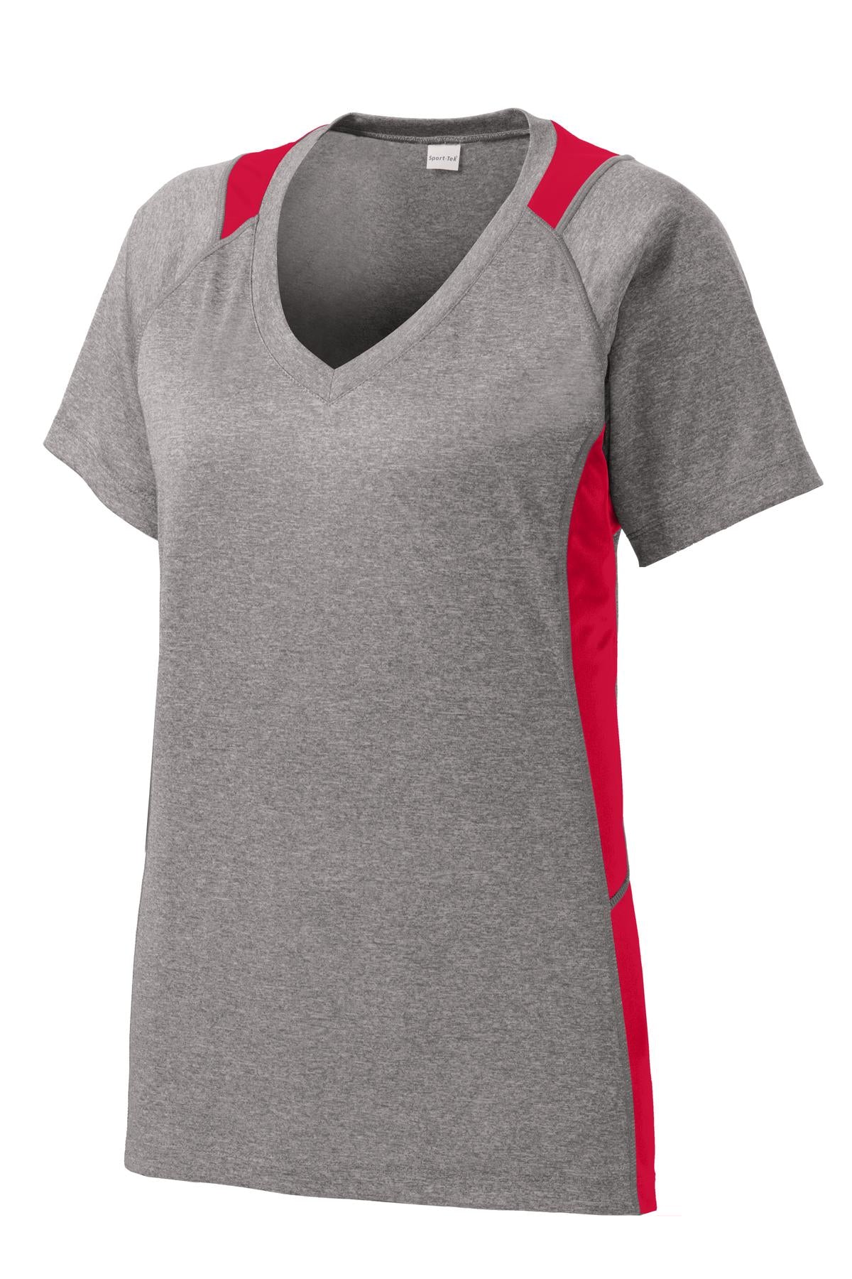 Sport-Tek® Women's Heather Colorblock Contender V-Neck Tee