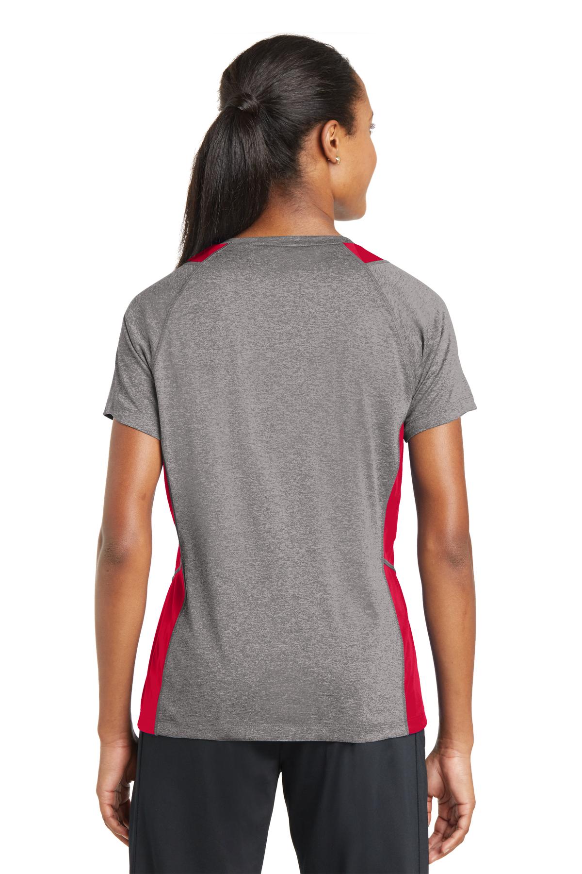 Sport-Tek® Women's Heather Colorblock Contender V-Neck Tee
