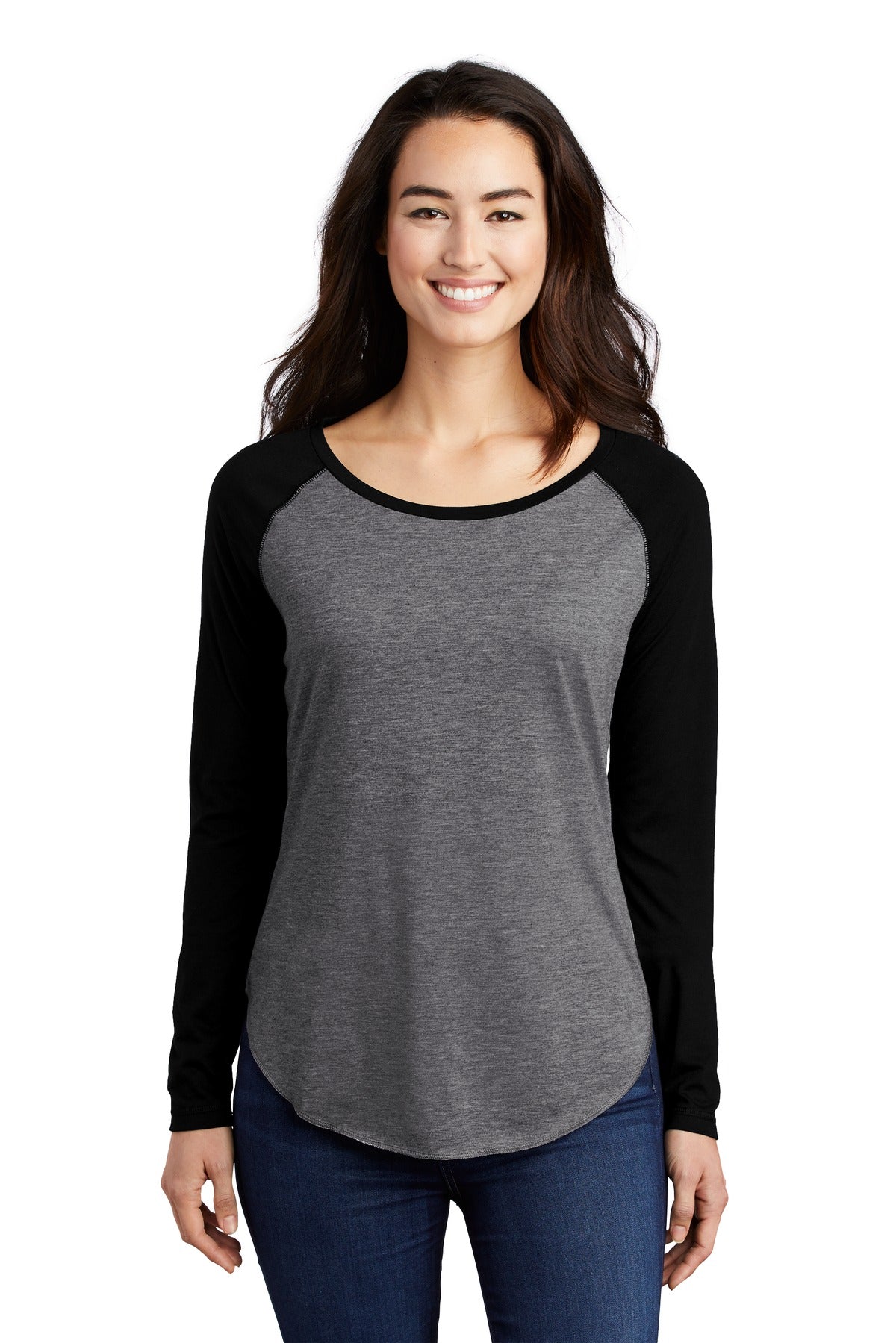 Sport-Tek® Women's PosiCharge® Long Sleeve Tri-Blend Wicking Scoop Neck Raglan Tee