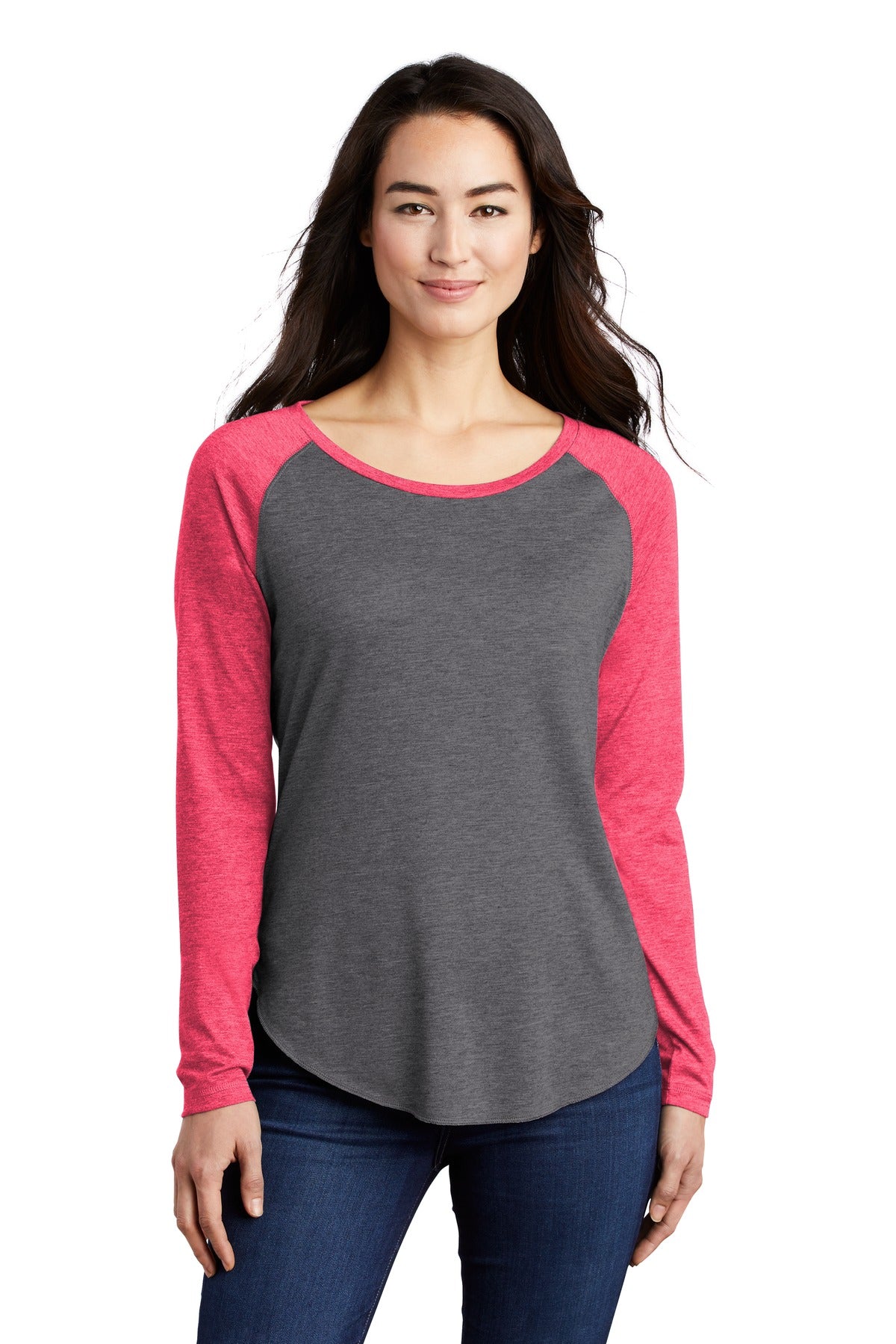 Sport-Tek® Women's PosiCharge® Long Sleeve Tri-Blend Wicking Scoop Neck Raglan Tee